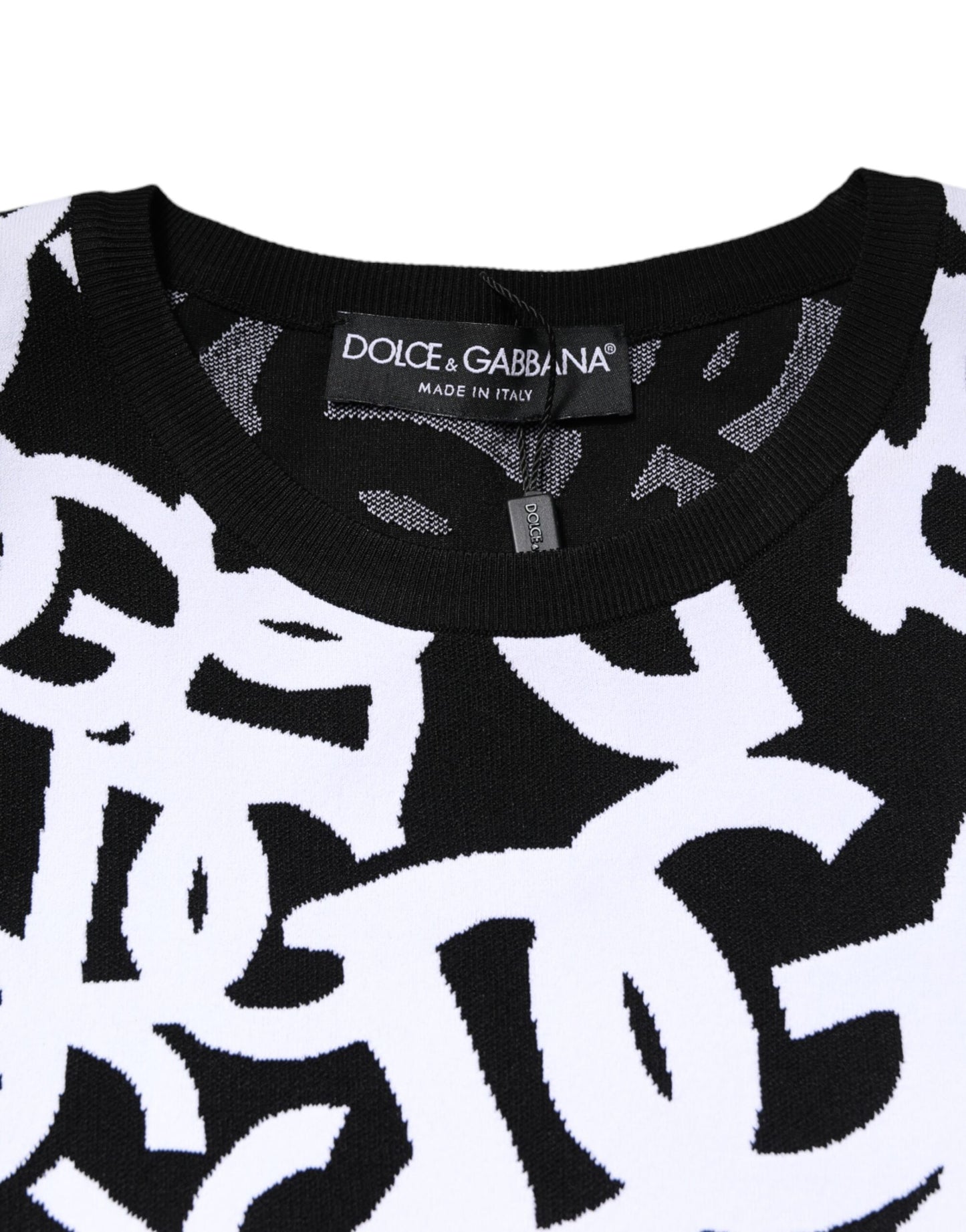 Dolce & Gabbana Schwarz-Weiß-Logo-Print Damen Pullover
