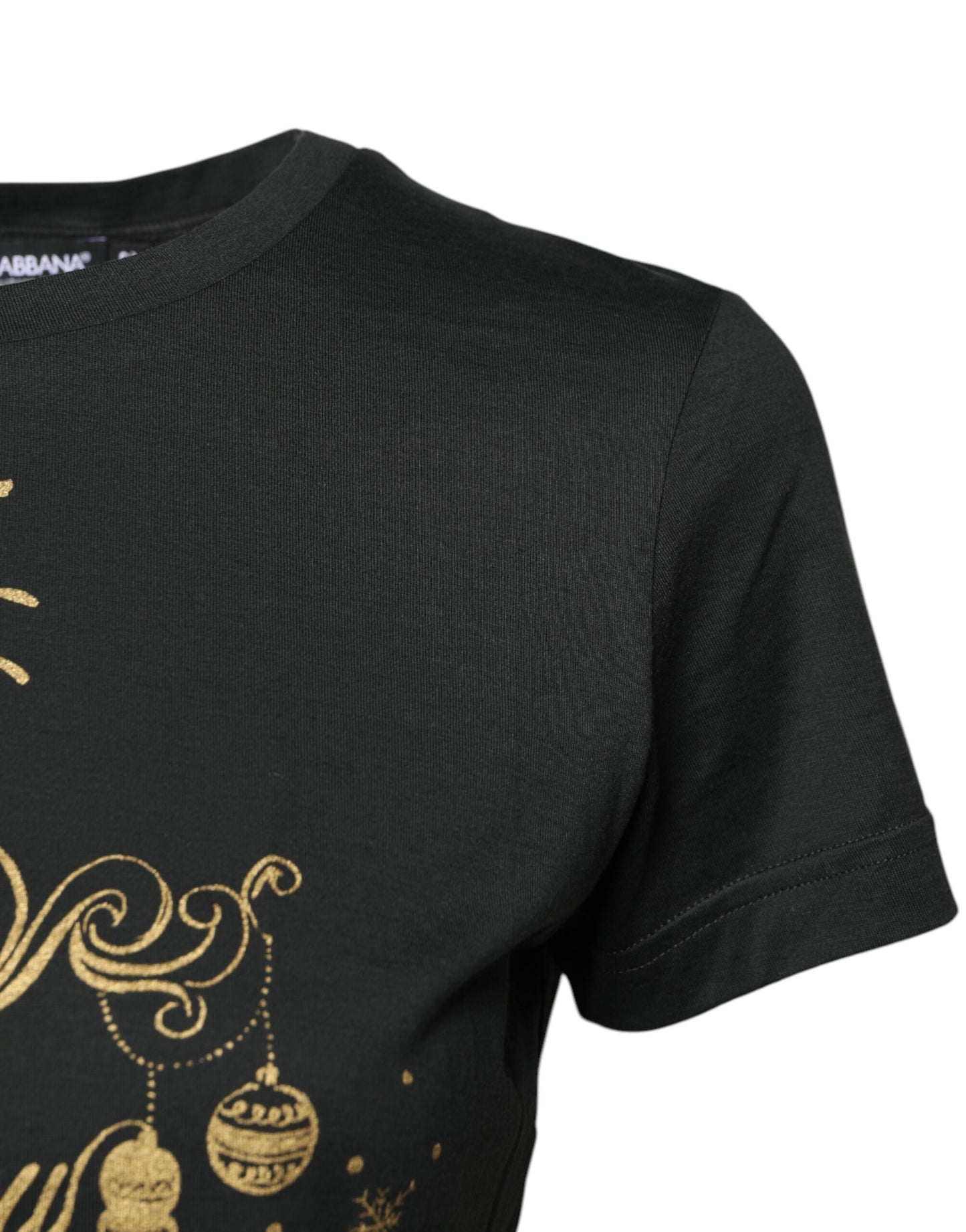 Dolce & Gabbana – Schwarzes, kurzärmliges T-Shirt aus Baumwolle mit Rundhalsausschnitt