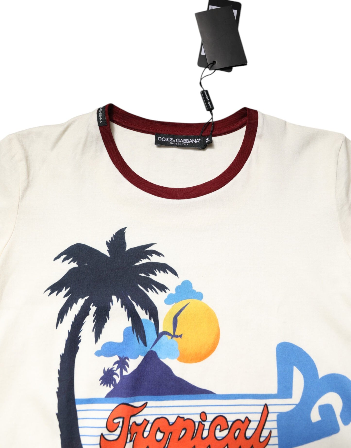 Dolce & Gabbana – Weißes, kurzärmliges T-Shirt mit Baumwolldruck