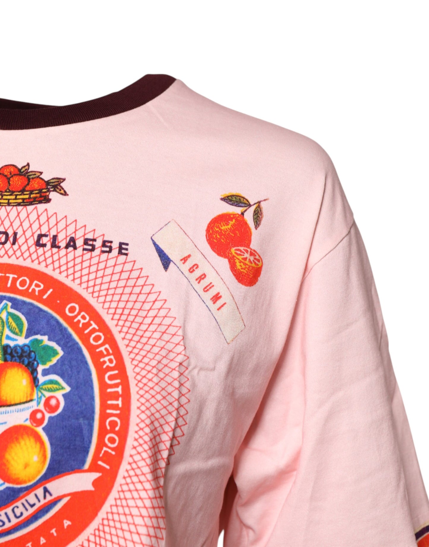 Dolce & Gabbana – Kurzes Oberteil aus Baumwolle mit rosa Aufdruck und kurzen Ärmeln