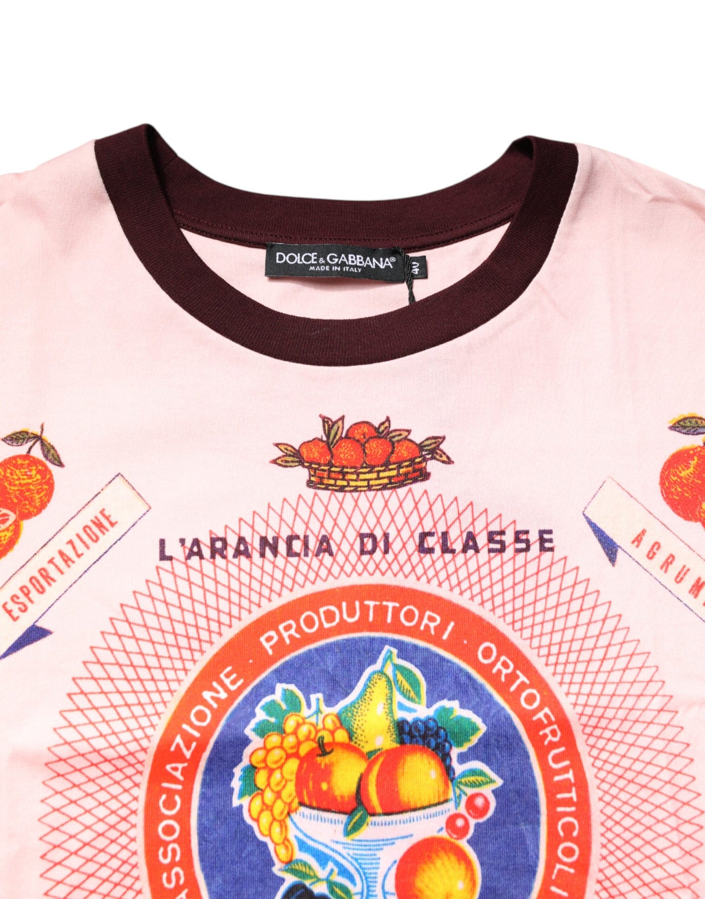 Dolce & Gabbana – Kurzes Oberteil aus Baumwolle mit rosa Aufdruck und kurzen Ärmeln
