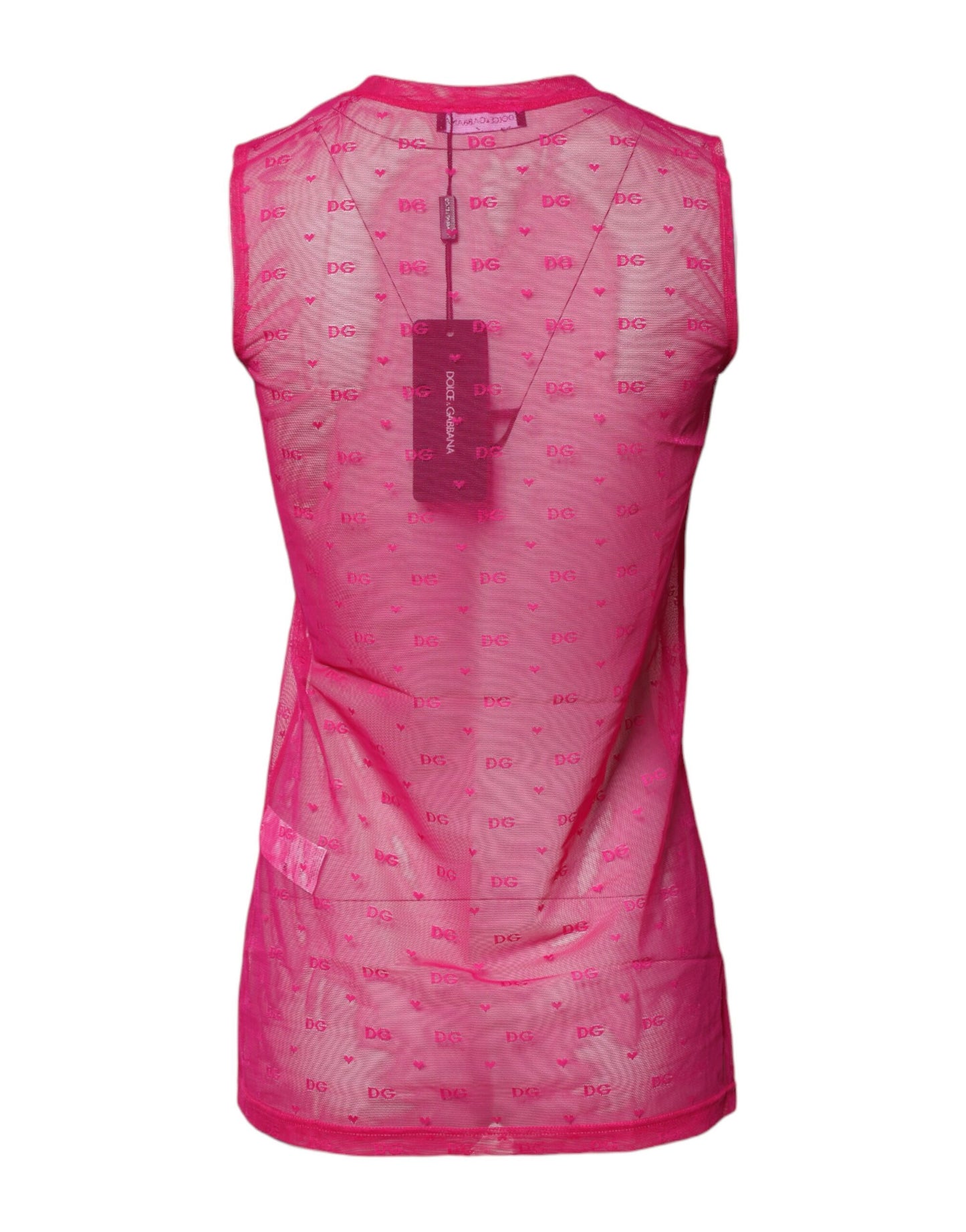 Dolce & Gabbana – Durchsichtiges, ärmelloses Tanktop aus Nylon in Rosa für Damen