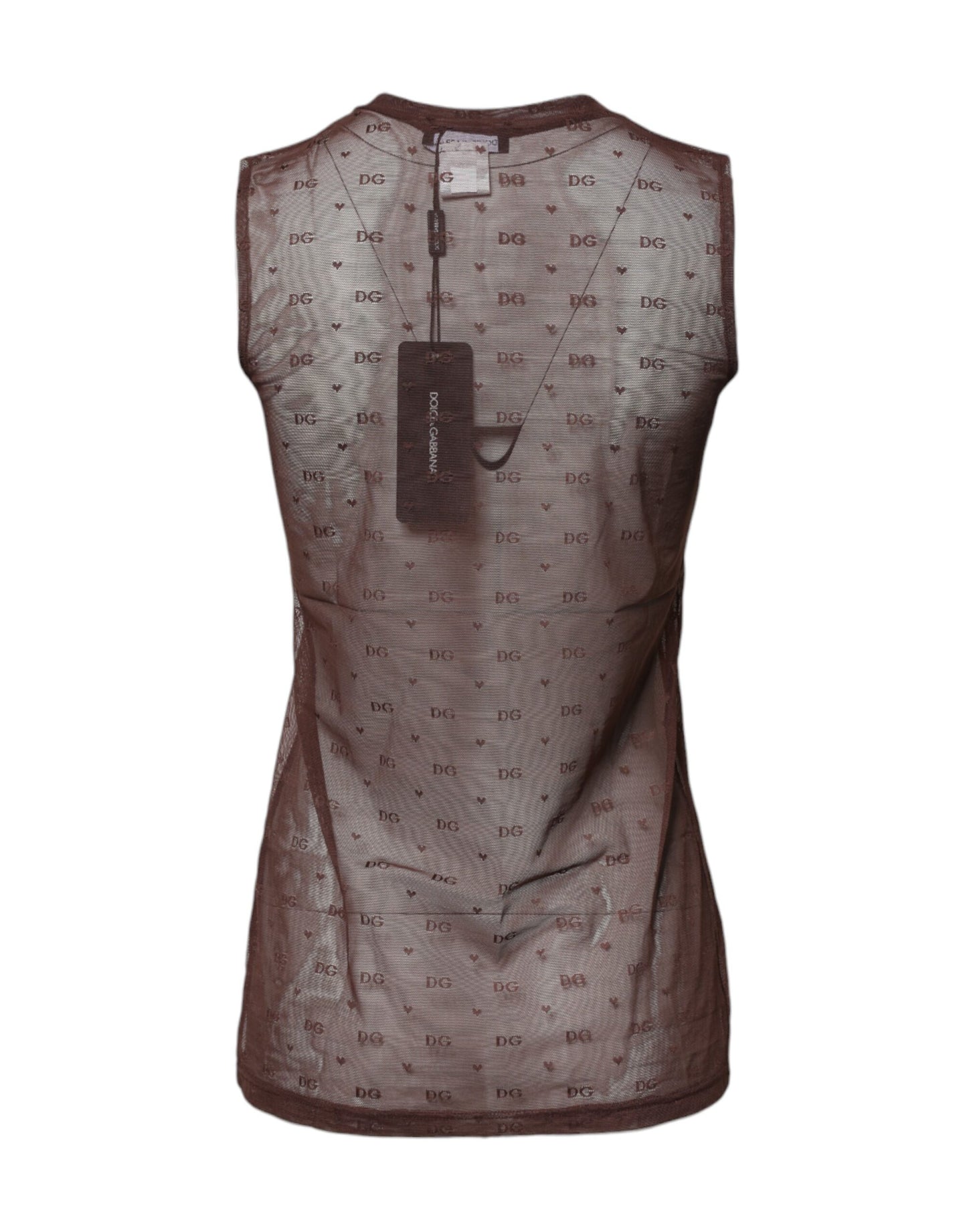 Dolce & Gabbana – Durchsichtiges, ärmelloses Tanktop aus Nylon für Damen in Braun