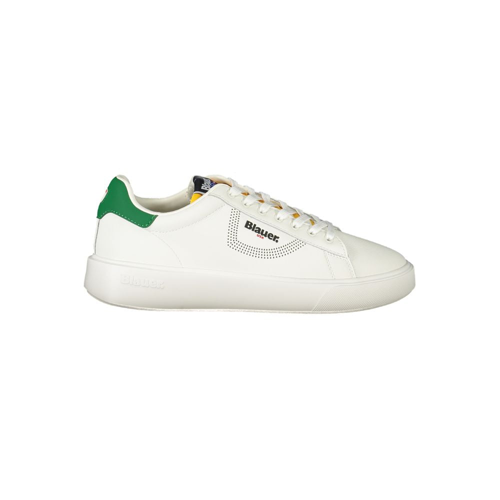 Blauer Herren-Sneaker aus weißem Leder