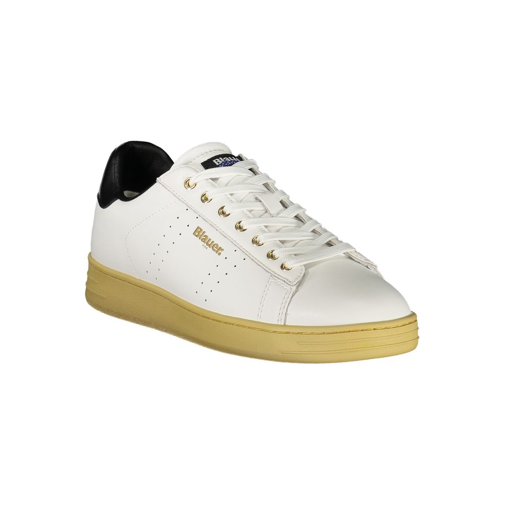 Blauer Herren-Sneaker aus weißem Leder