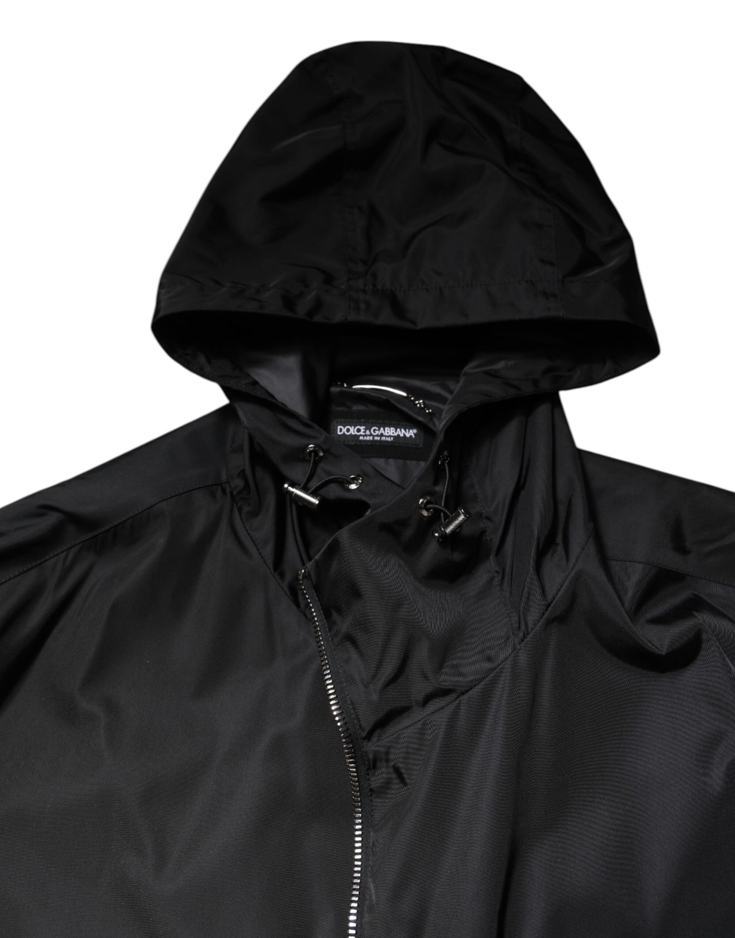 Dolce & Gabbana – Lange Windjacke für Herren in Schwarz mit Kapuze