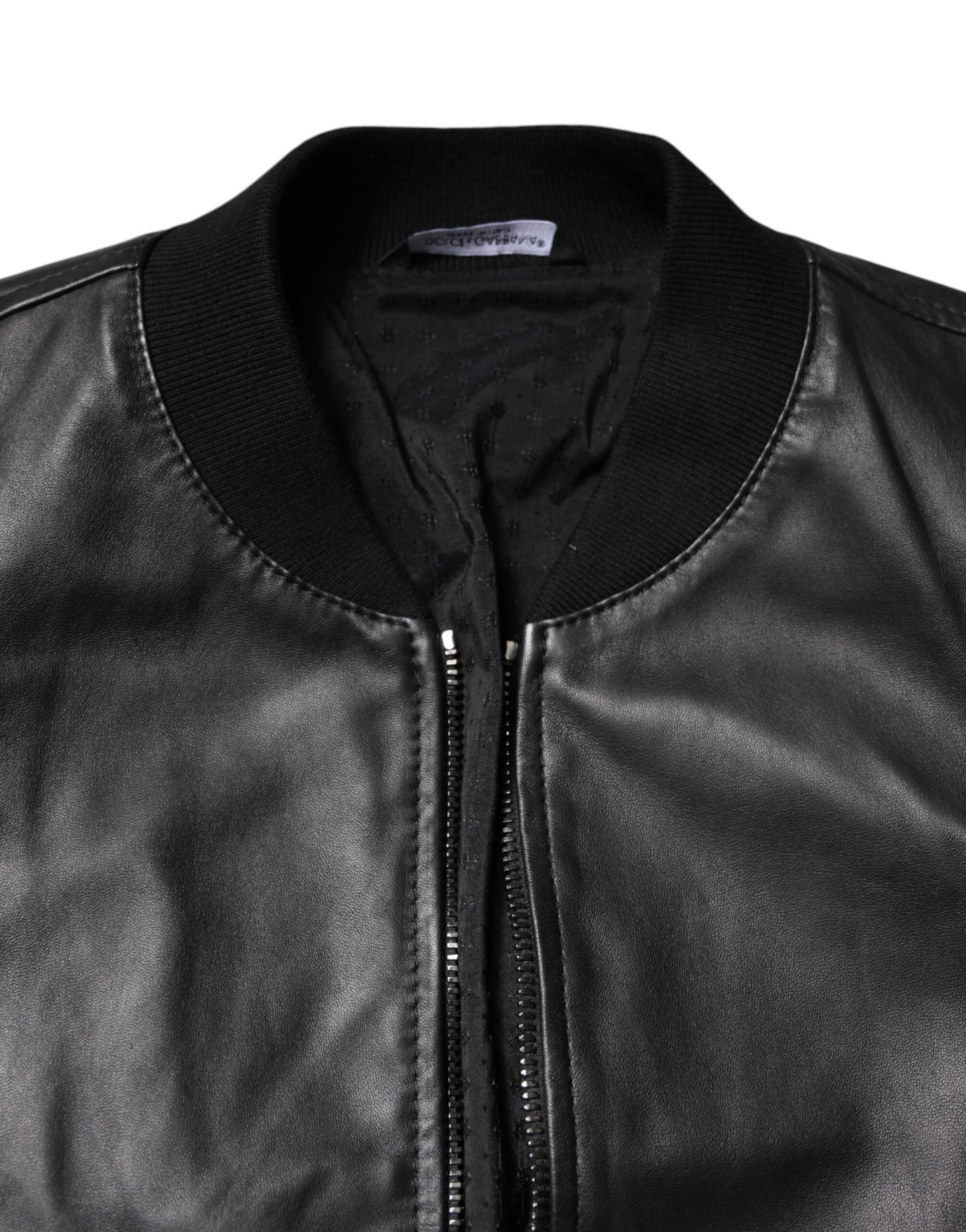 Dolce & Gabbana – Schwarze Bikerjacke aus Lammleder mit durchgehendem Reißverschluss