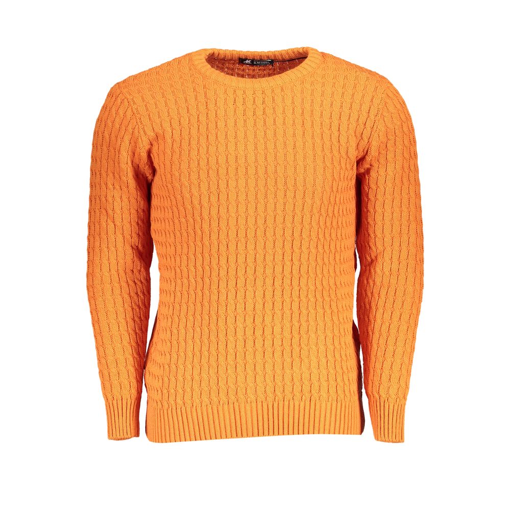 US Grand Polo Elegant Twisted Crew Neck Orange Sweater