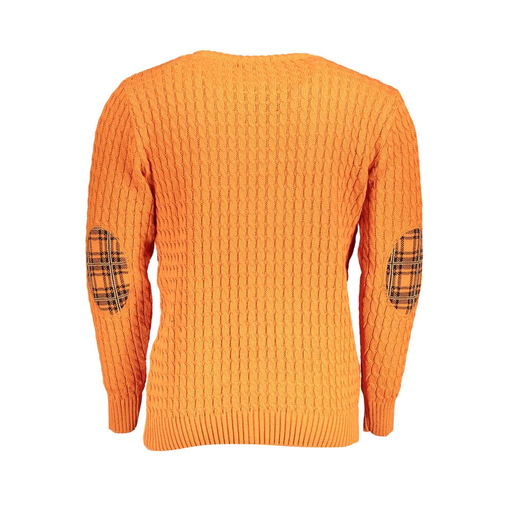 US Grand Polo Elegant Twisted Crew Neck Orange Sweater