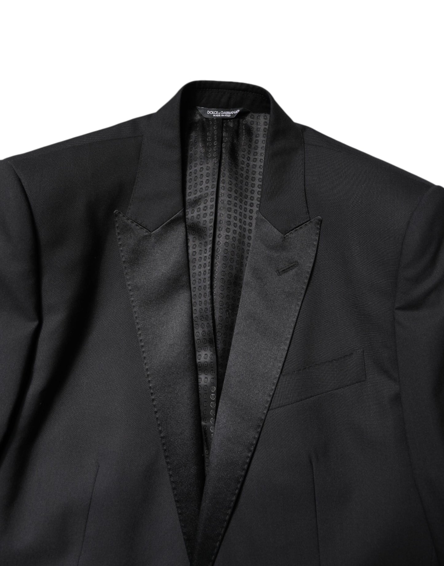 Dolce & Gabbana – Schwarzer, einreihiger, dreiteiliger Anzug aus Wolle