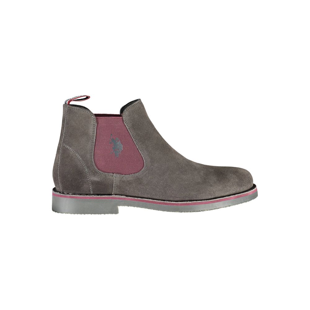 US POLO ASSN. Graue Herrenstiefel aus Leder