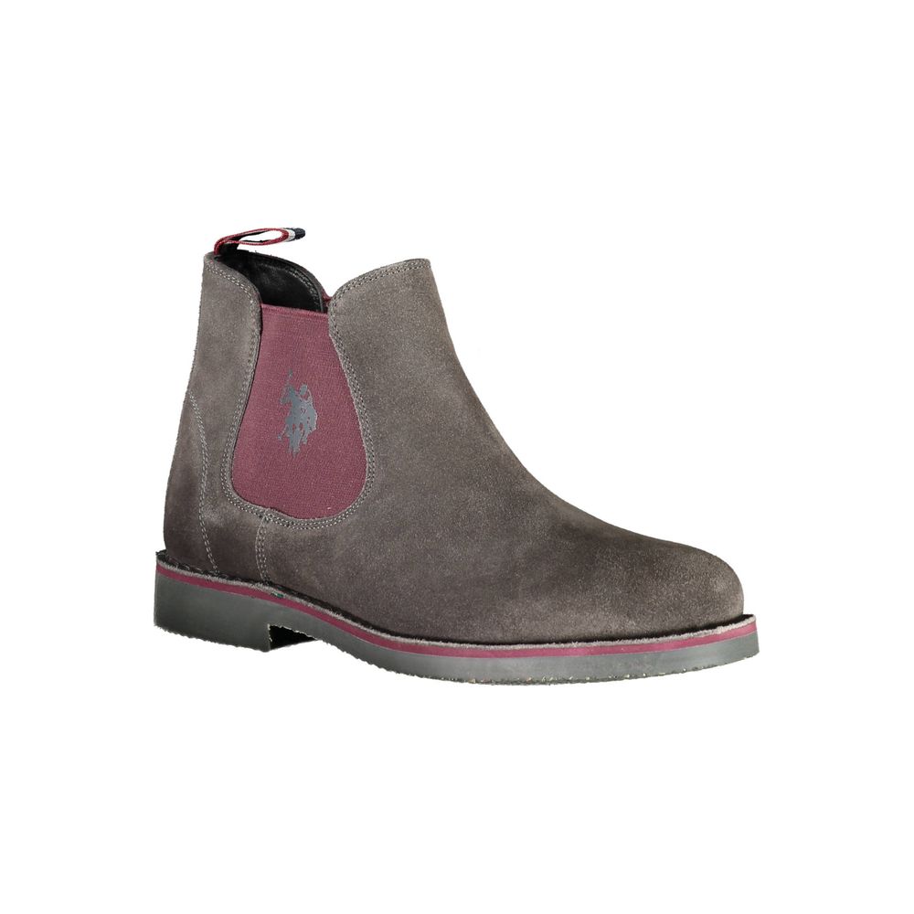 US POLO ASSN. Graue Herrenstiefel aus Leder