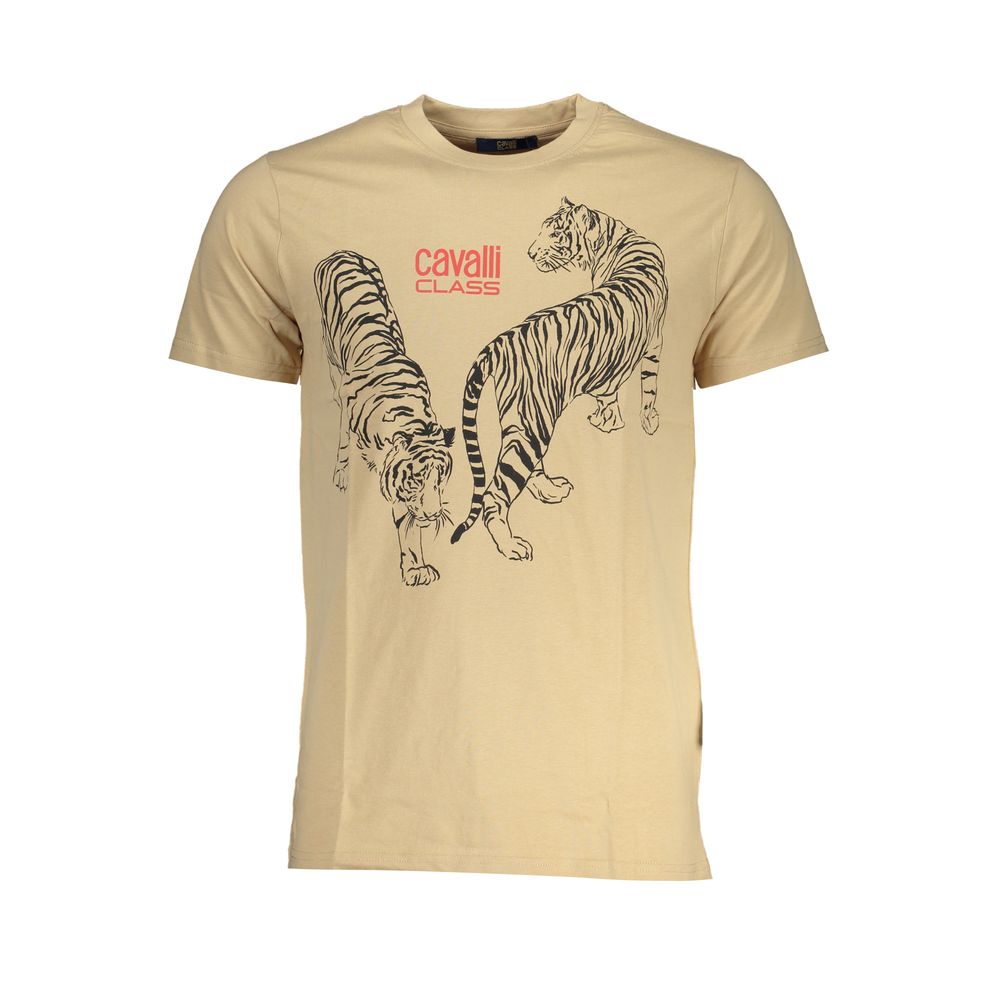 Beiges Baumwoll-T-Shirt der Cavalli Class