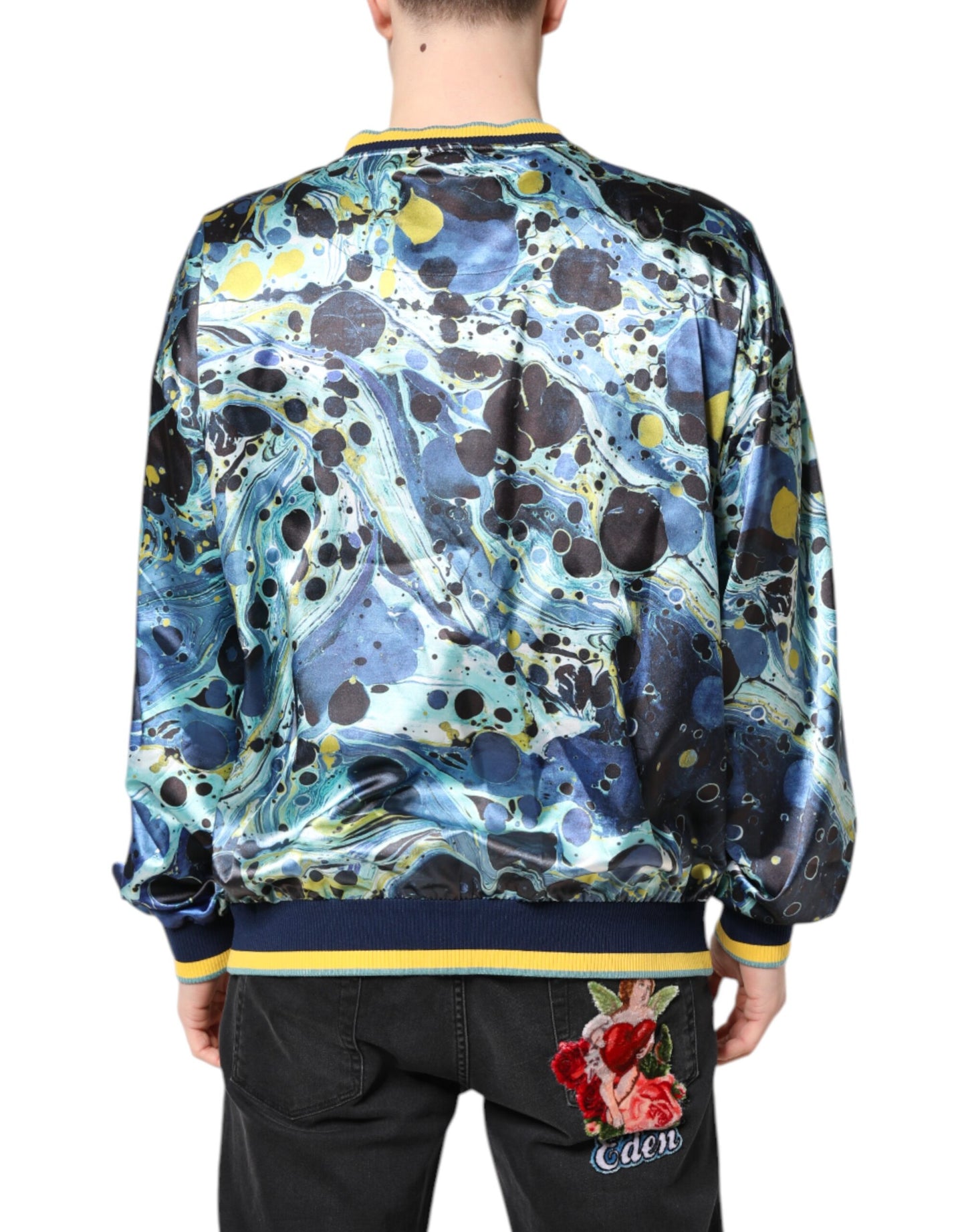 Dolce & Gabbana Herrenpullover mit mehrfarbigem Marmor-Print