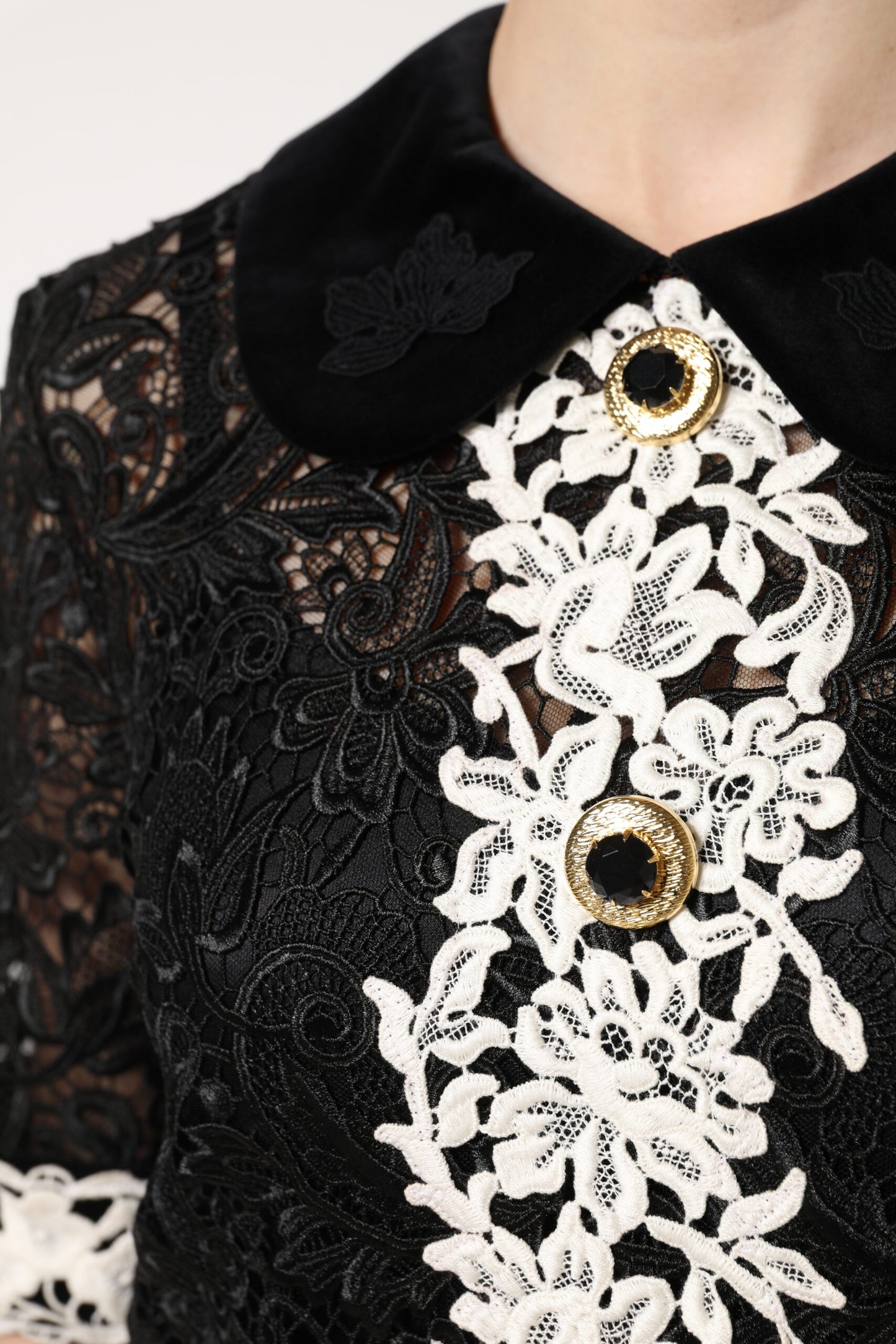 Mini abito Dolce & Gabbana decorato con pizzo floreale nero