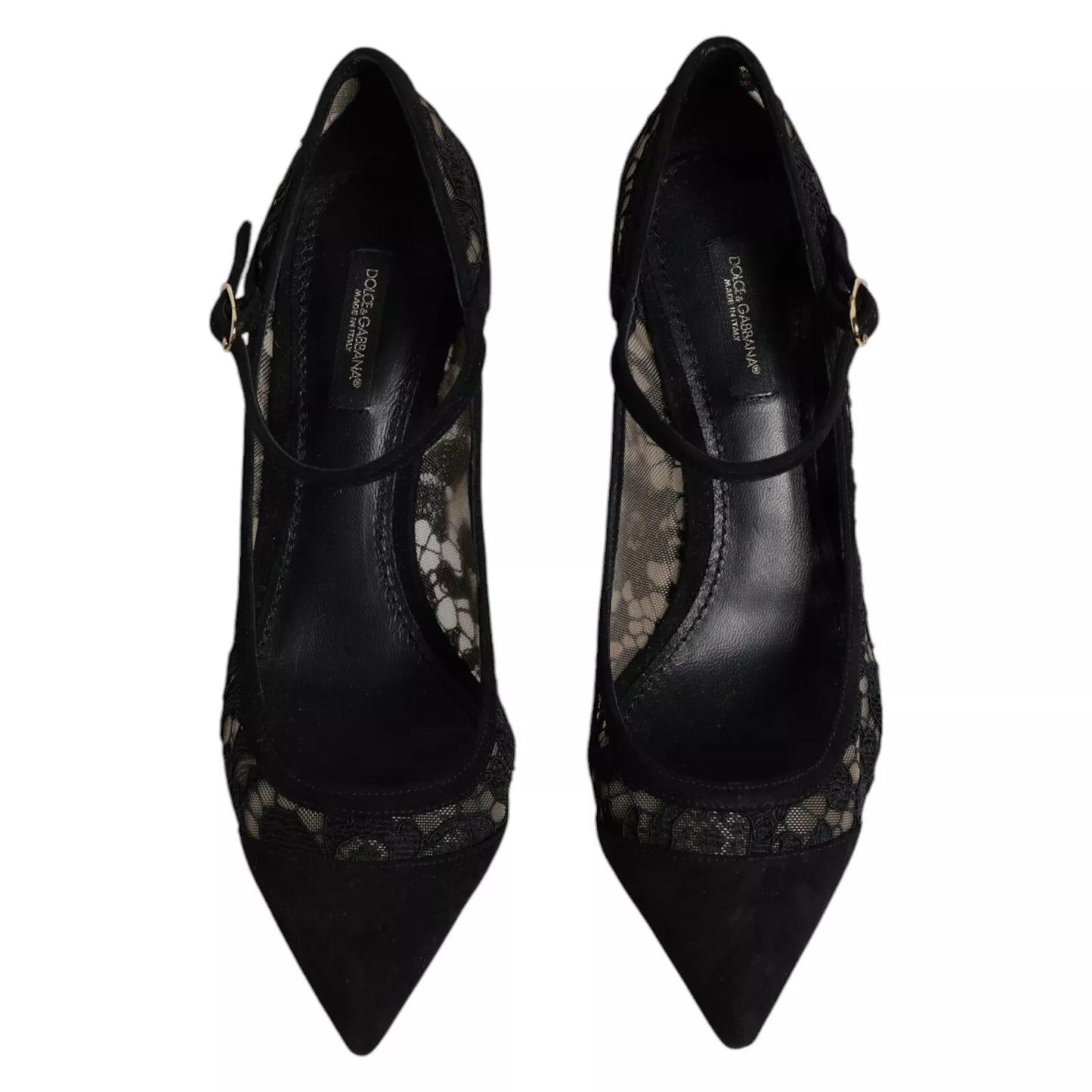 Scarpe con tacco Dolce & Gabbana Mary Jane nere in pizzo Taormina