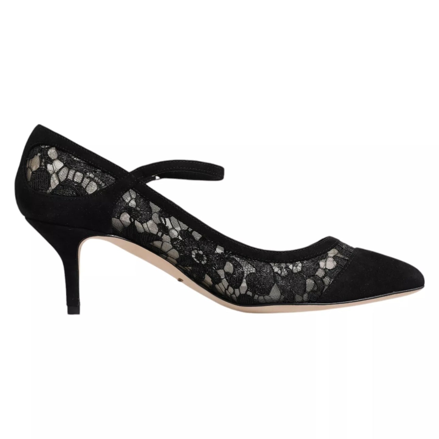Scarpe con tacco Dolce & Gabbana Mary Jane nere in pizzo Taormina