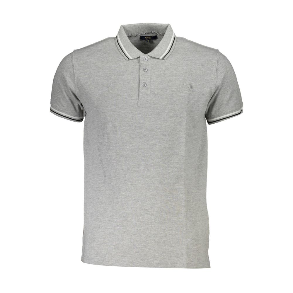 Cavalli Class Gray Cotton Men Polo Shirt