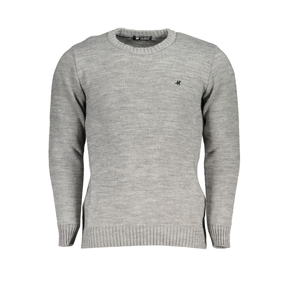 Grauer US Grand Polo-Stoffpullover