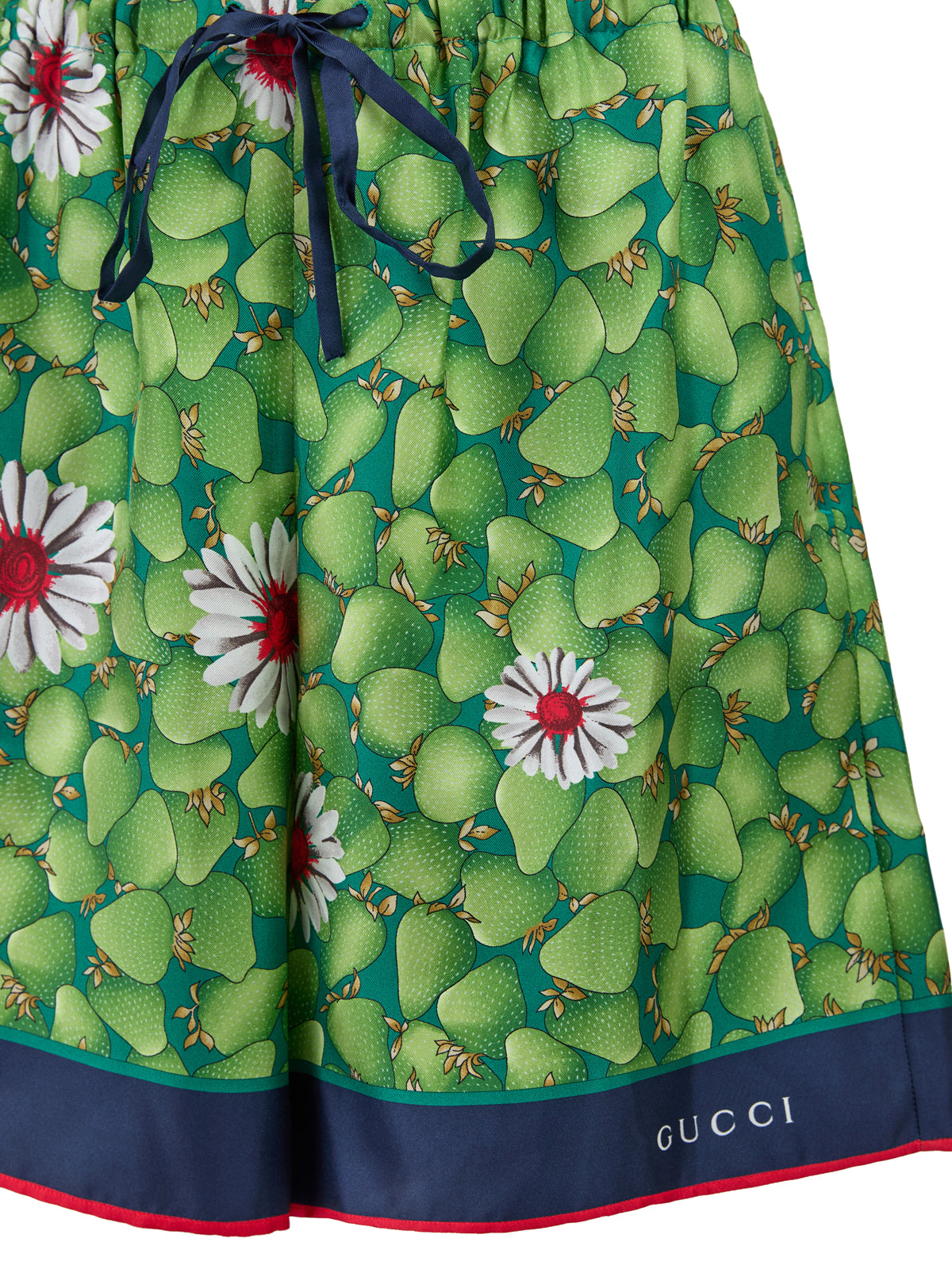 Grüne Seidenshorts mit Blumendruck von Gucci