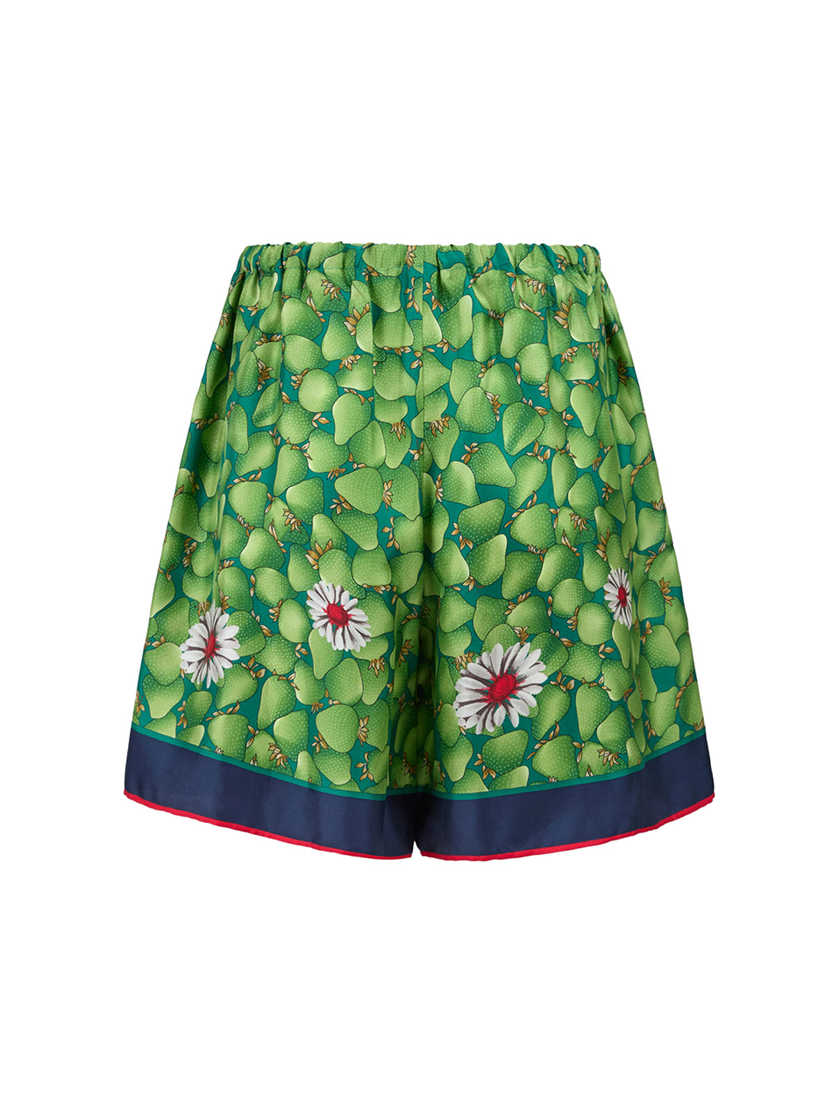 Grüne Seidenshorts mit Blumendruck von Gucci