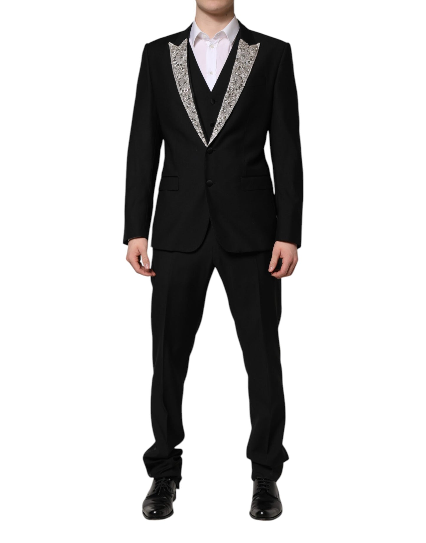 Abito Dolce & Gabbana Martini nero con cristalli, 3 pezzi