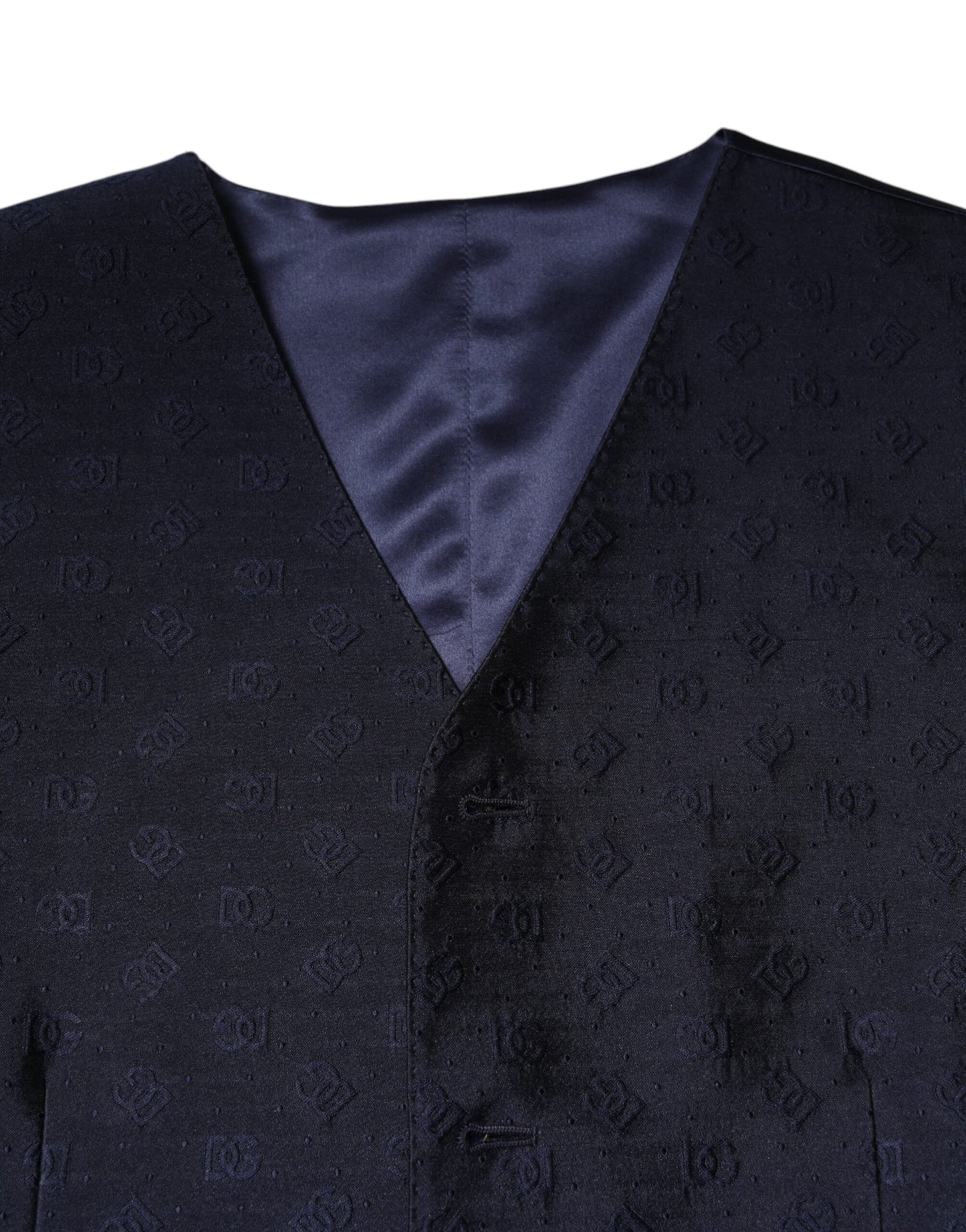 Dolce & Gabbana Dunkelblaue Weste aus Wolle mit Logo für formelle Herren