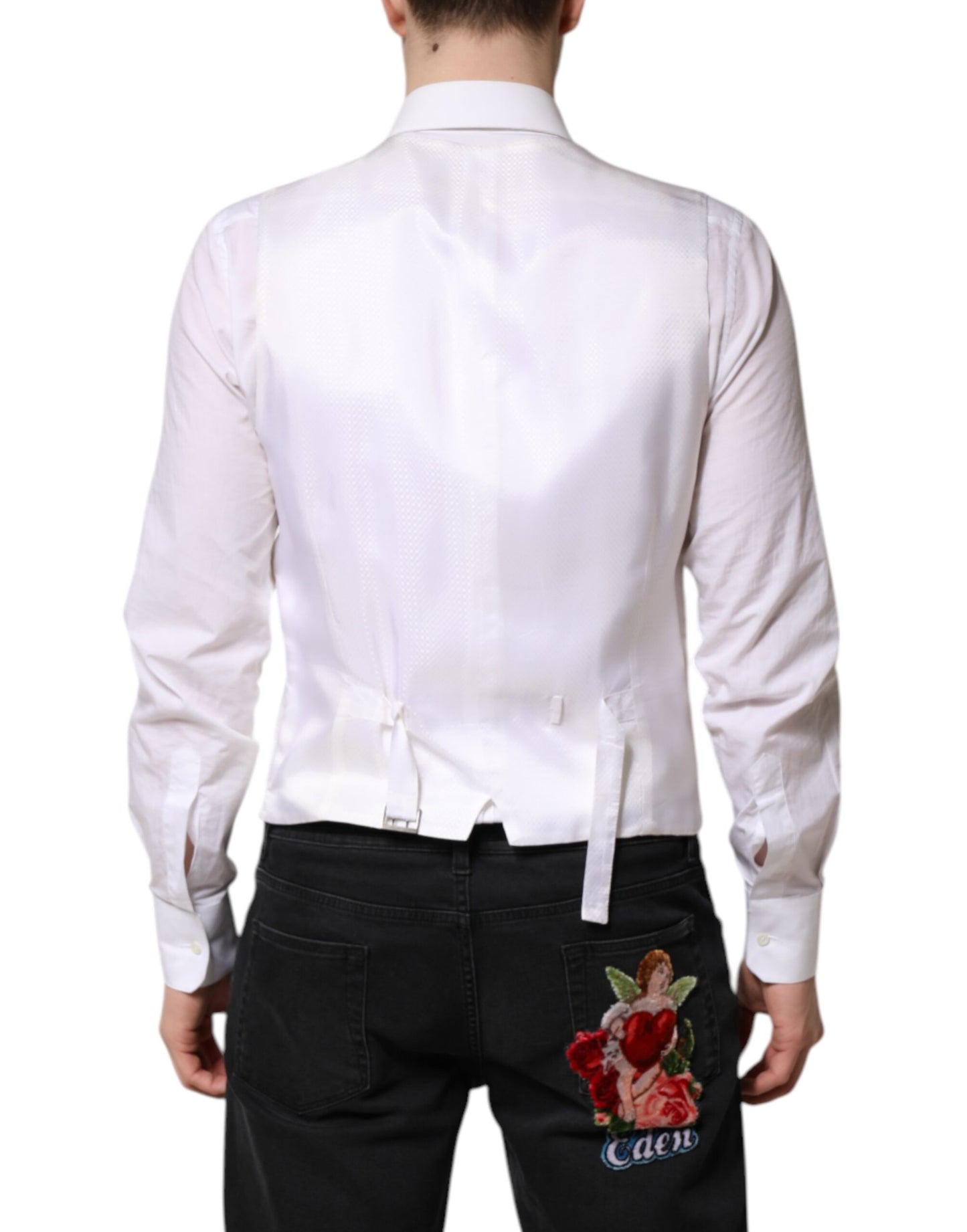 Dolce & Gabbana Weiße Weste mit Pailletten