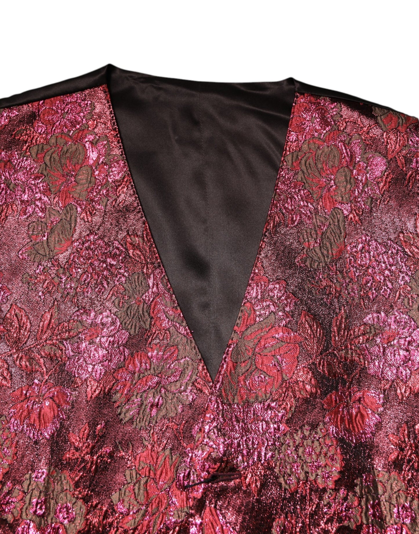 Dolce & Gabbana Rote Weste aus floralem Brokat für formelle Herren