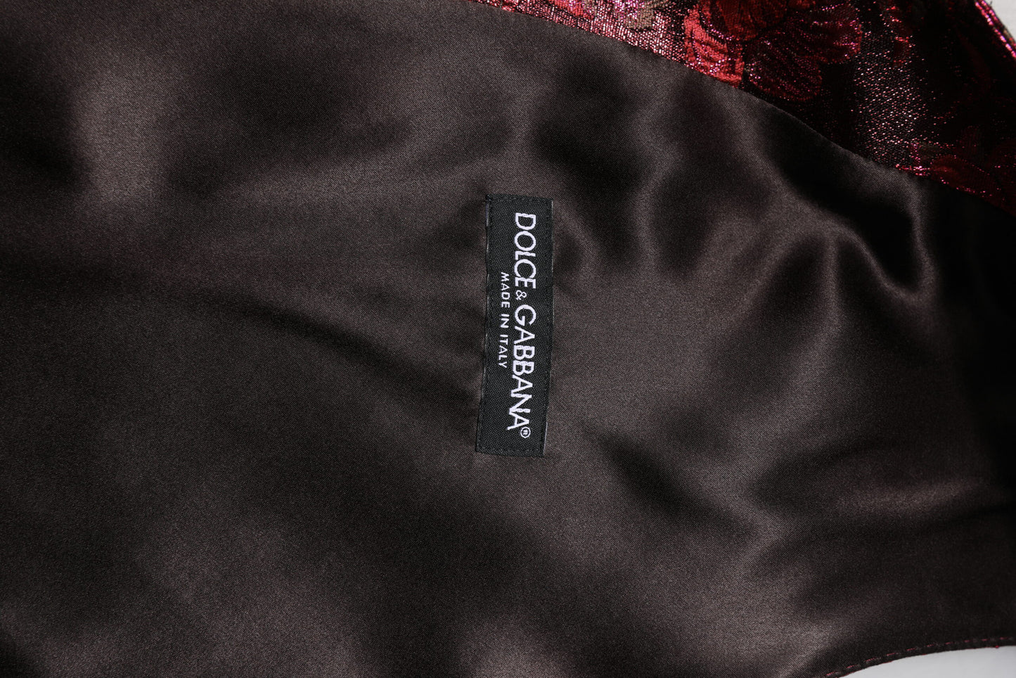 Dolce & Gabbana Rote Weste aus floralem Brokat für formelle Herren