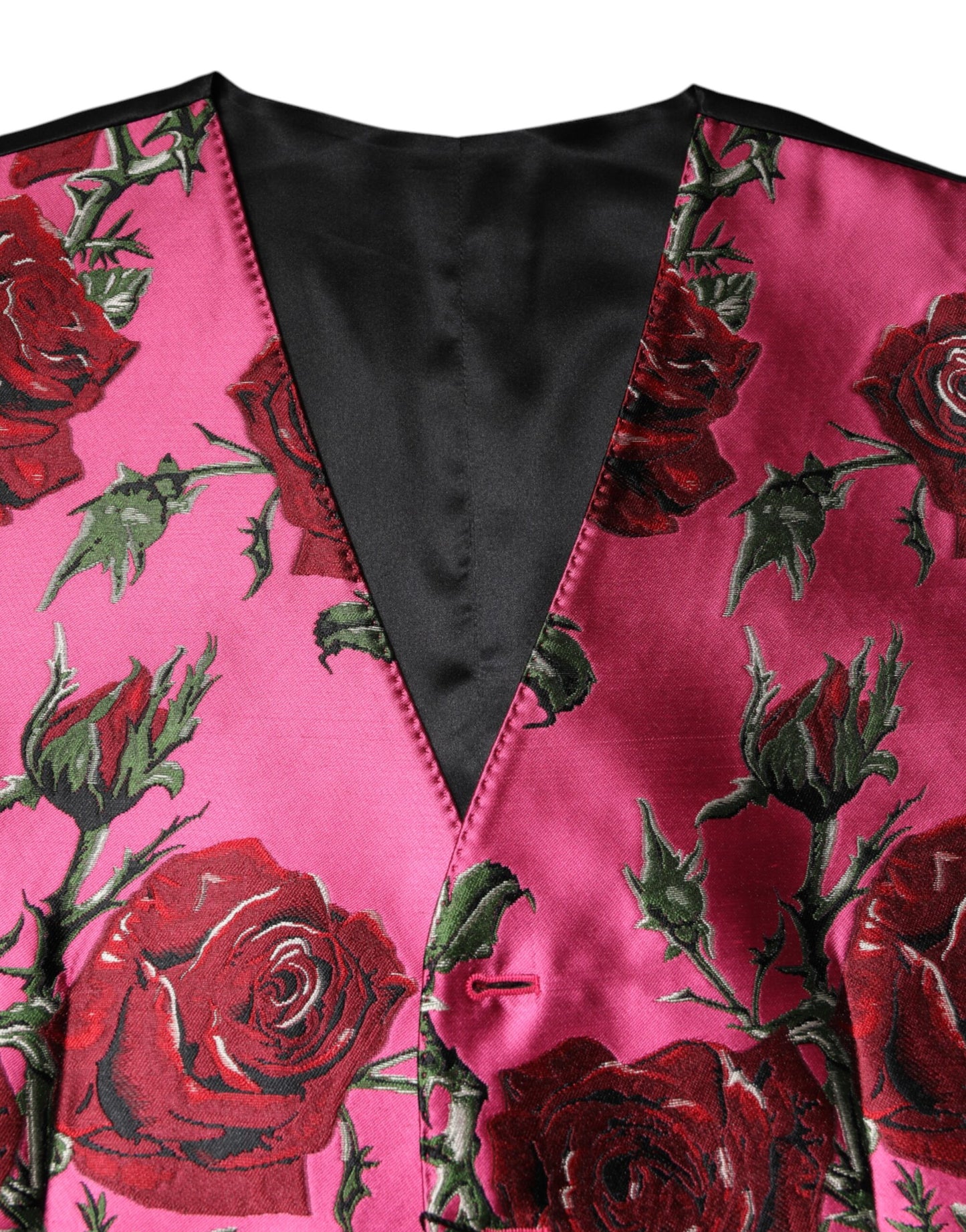Dolce & Gabbana Rosa florale Satin-Weste für formelle Männer