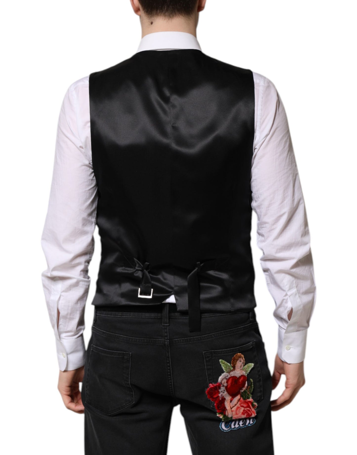 Dolce & Gabbana Rot Schwarz Streifen Kleid Formale Weste