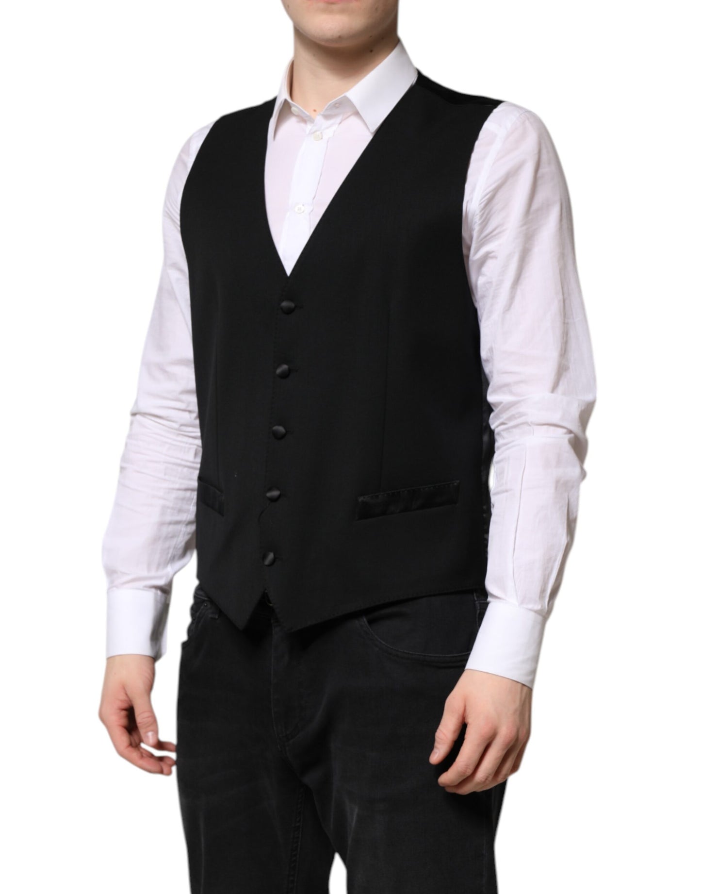Dolce & Gabbana Schwarze Wollweste für formelle Anlässe