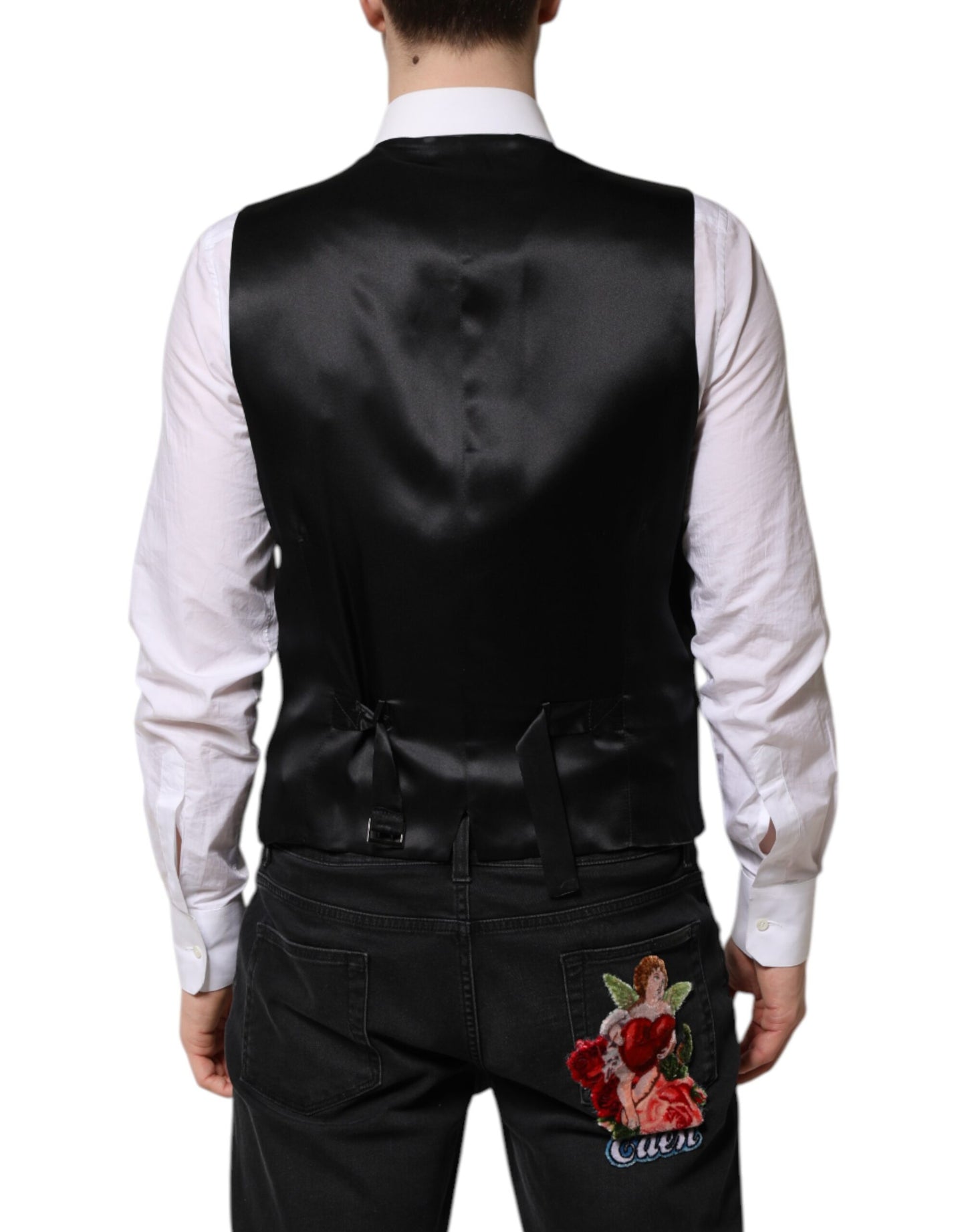 Dolce & Gabbana Schwarze Wollweste für formelle Anlässe