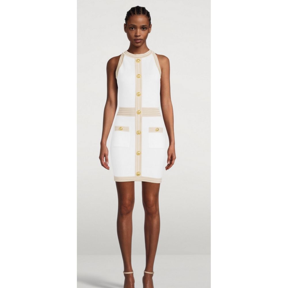 Balmain Weißes Viskose-Damenkleid