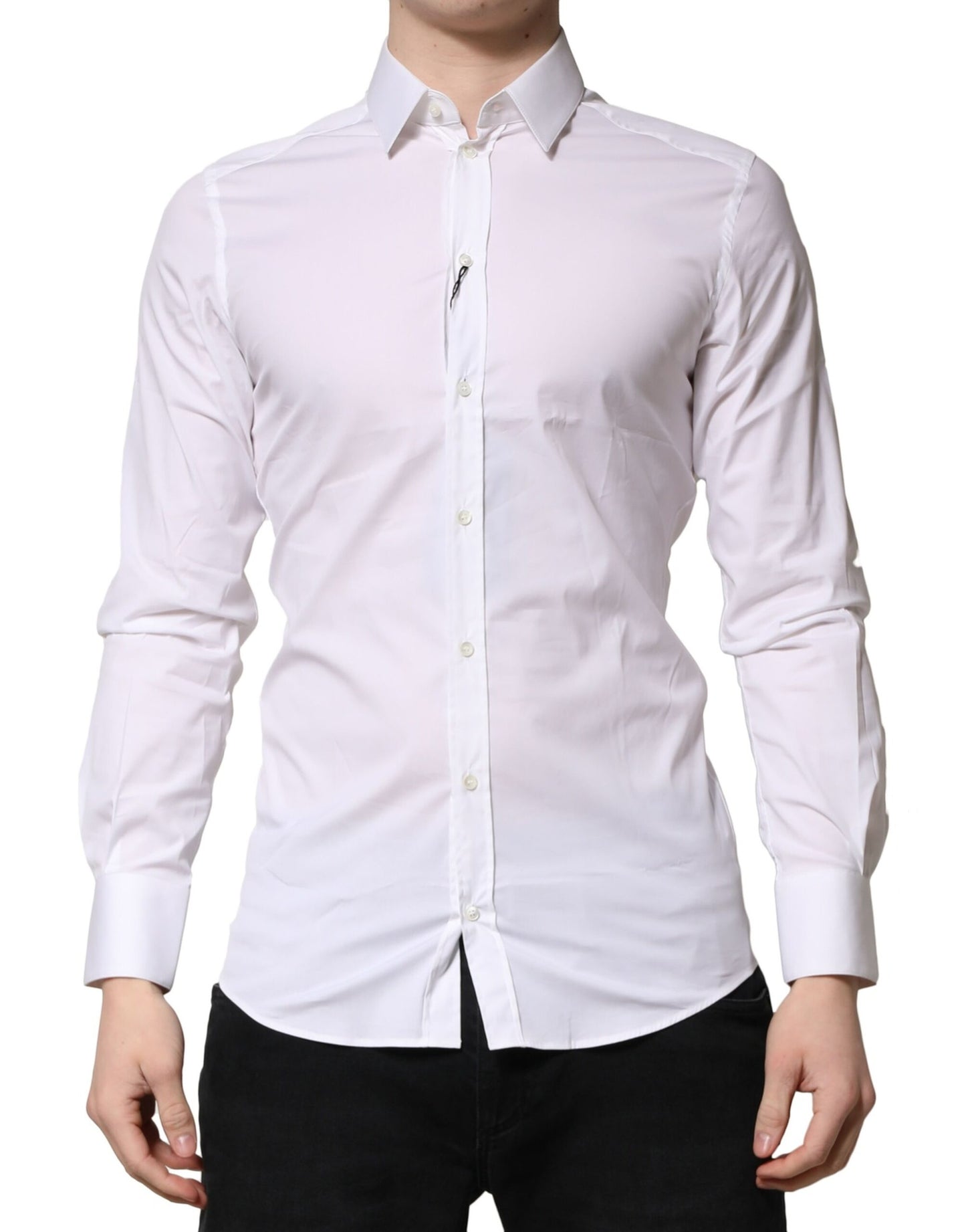 Dolce & Gabbana Weißes GOLD Baumwolle Herren Formelles Hemd