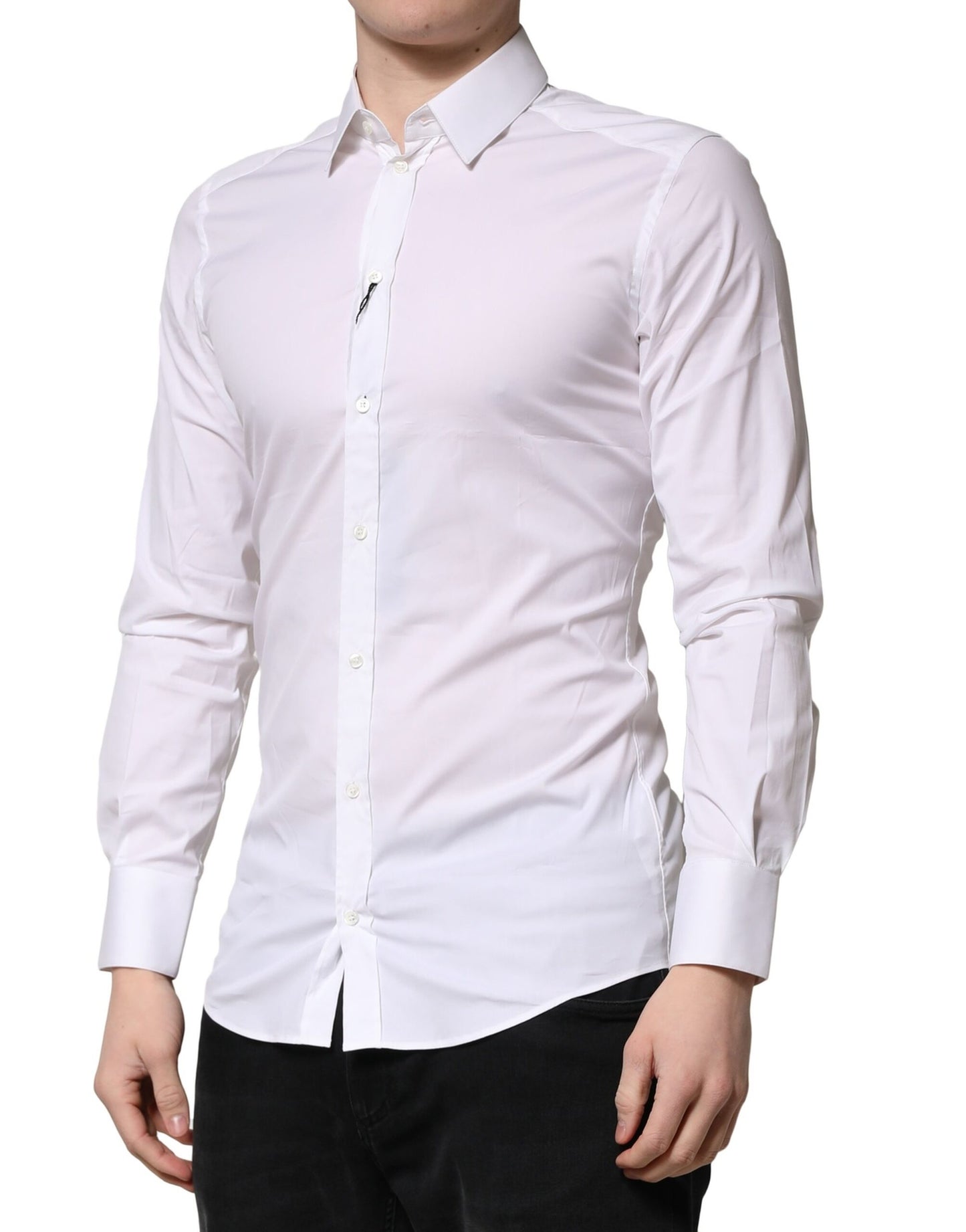 Dolce & Gabbana Weißes GOLD Baumwolle Herren Formelles Hemd