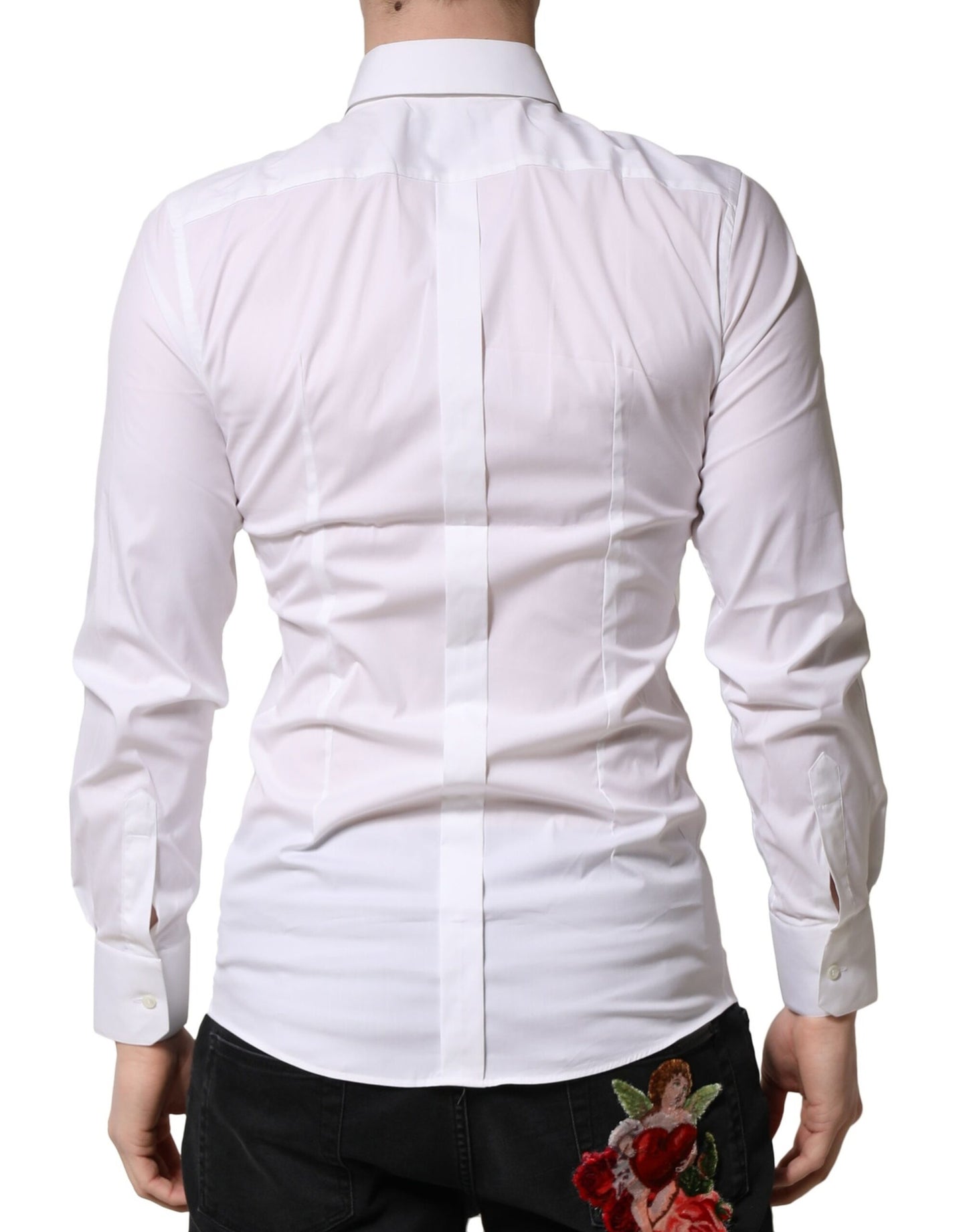 Dolce & Gabbana Weißes GOLD Baumwolle Herren Formelles Hemd