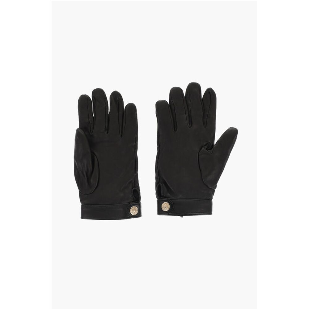Dsquared² Leather ICON Gloves With Metal Detail and Button