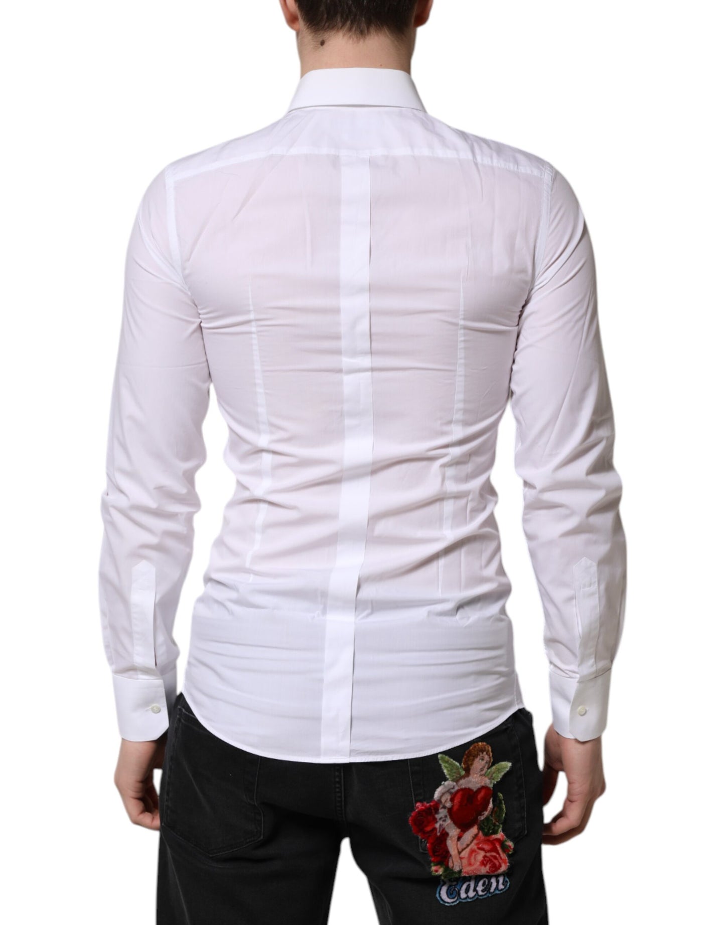 Dolce & Gabbana Abito da uomo a maniche lunghe in oro bianco, camicia formale