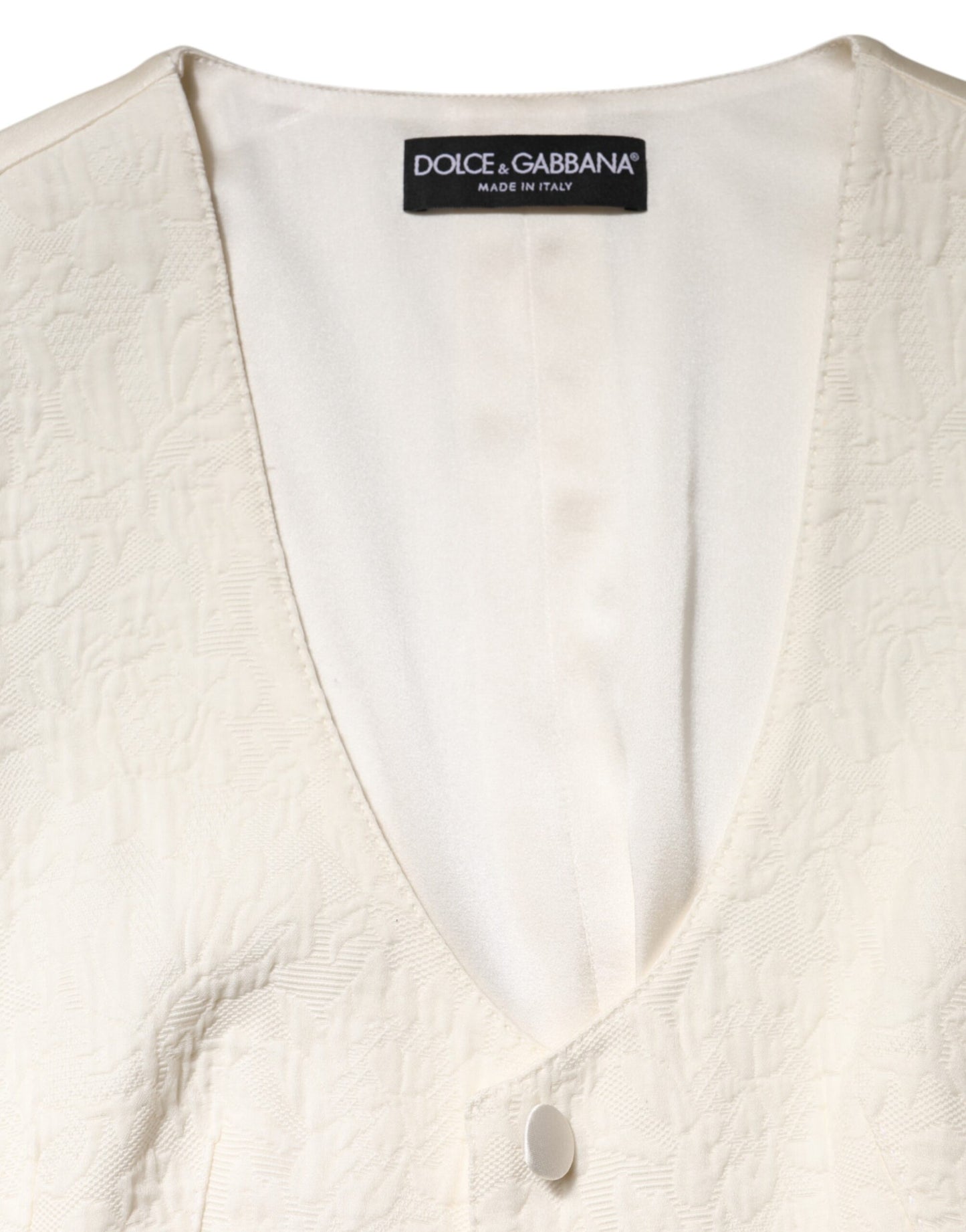 Canotta senza maniche con bottoni in cotone avorio Dolce & Gabbana