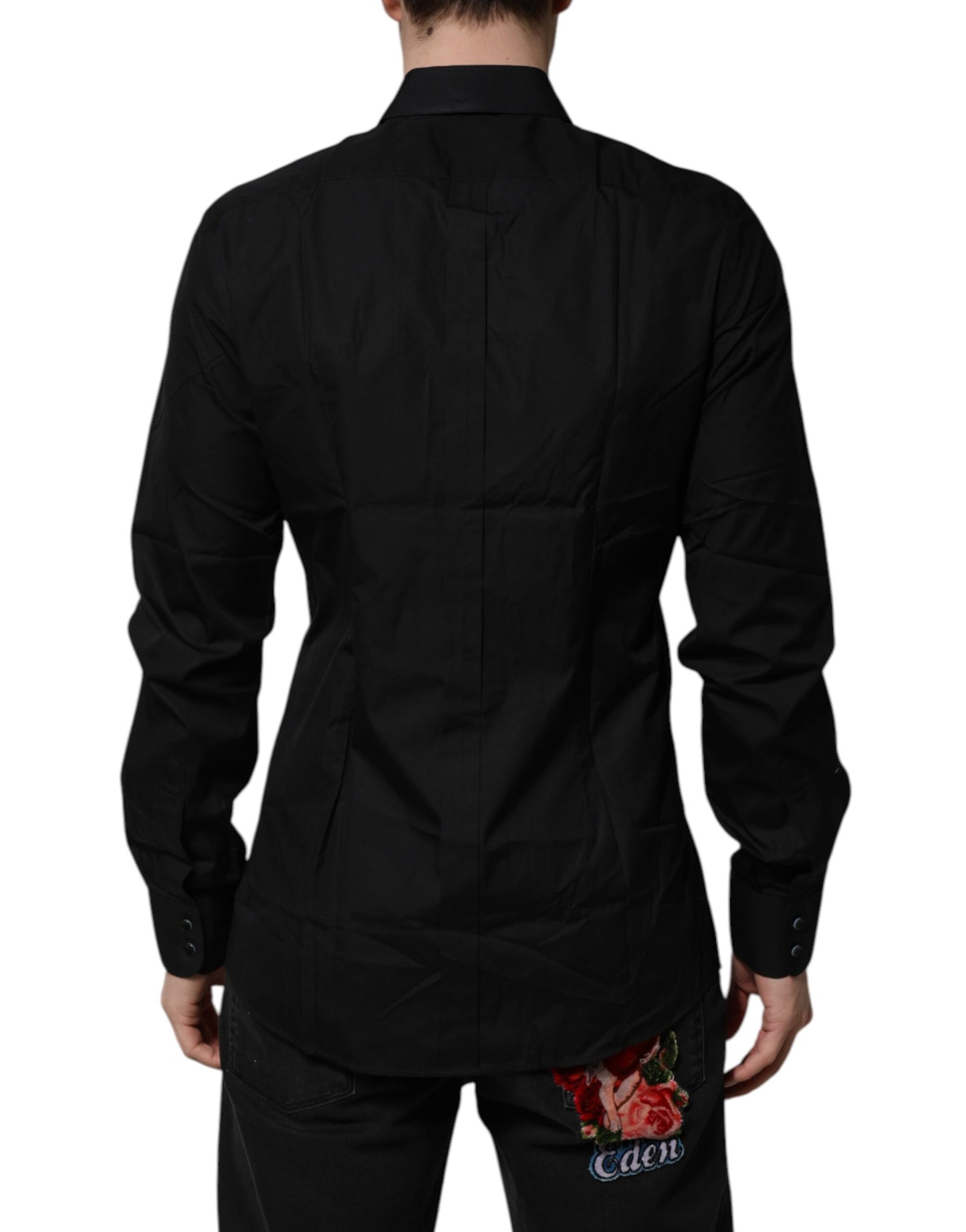Camicia da uomo elegante a maniche lunghe Dolce & Gabbana nera GOLD