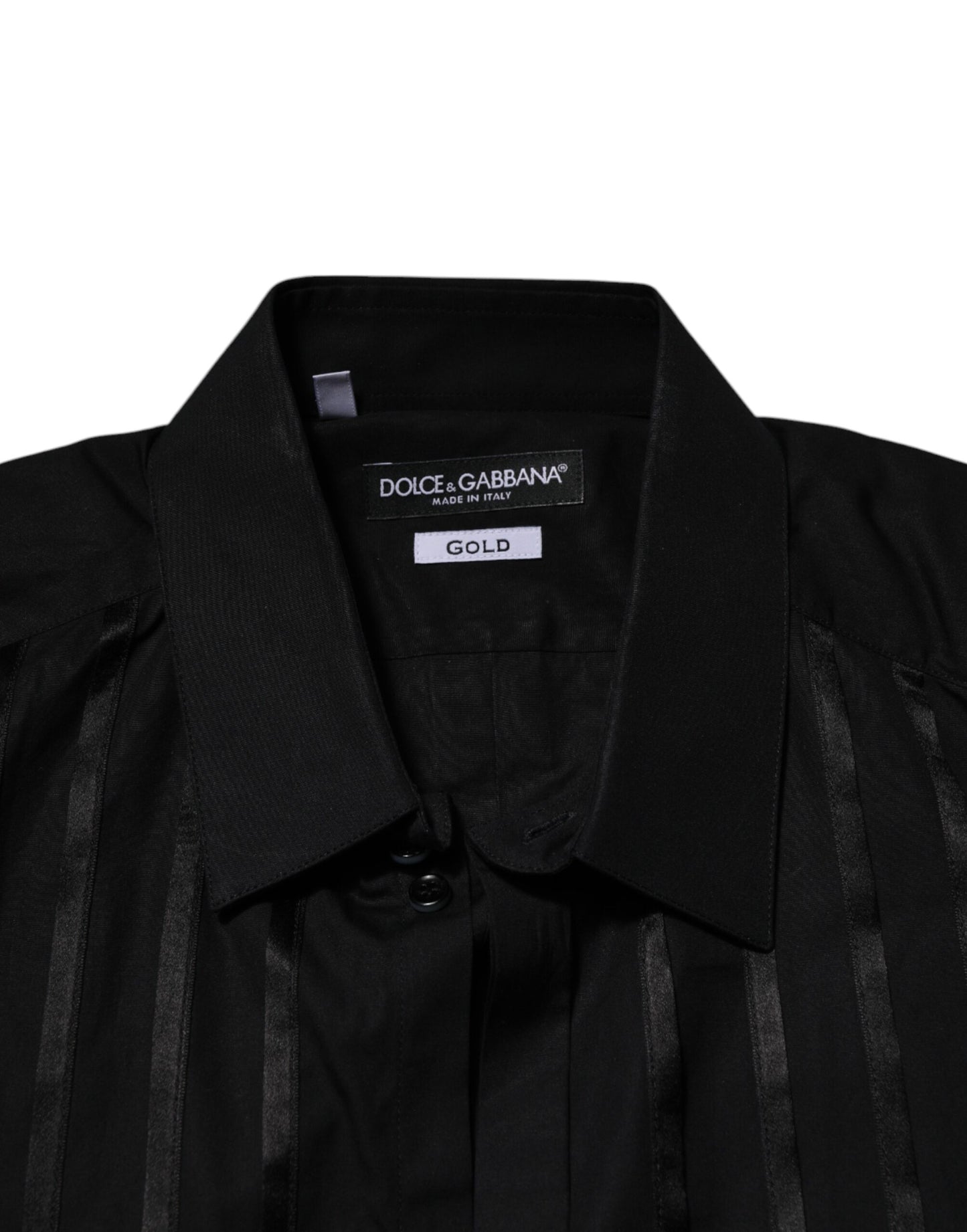 Camicia da uomo elegante a maniche lunghe Dolce & Gabbana nera GOLD