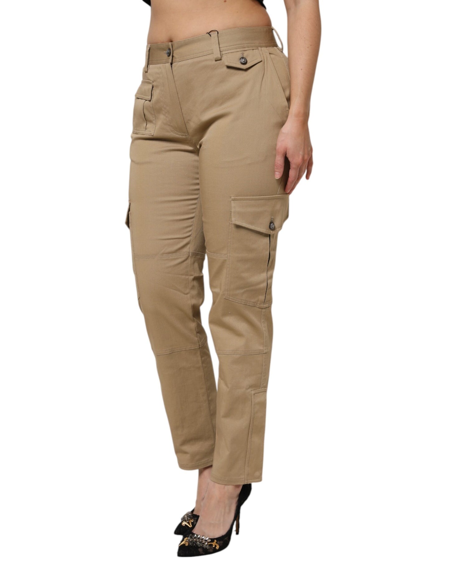 Pantaloni cargo affusolati in cotone marrone Dolce & Gabbana