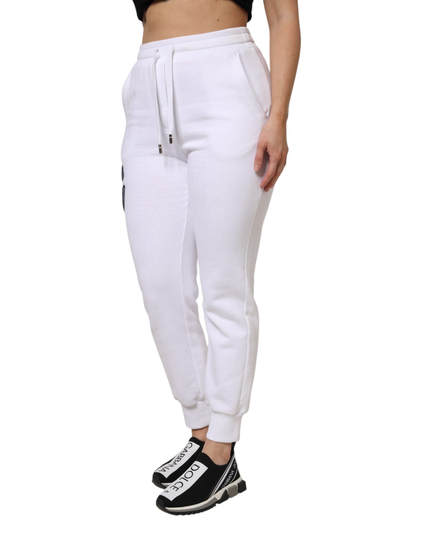 Pantaloni della tuta in cotone elasticizzato bianco Dolce & Gabbana