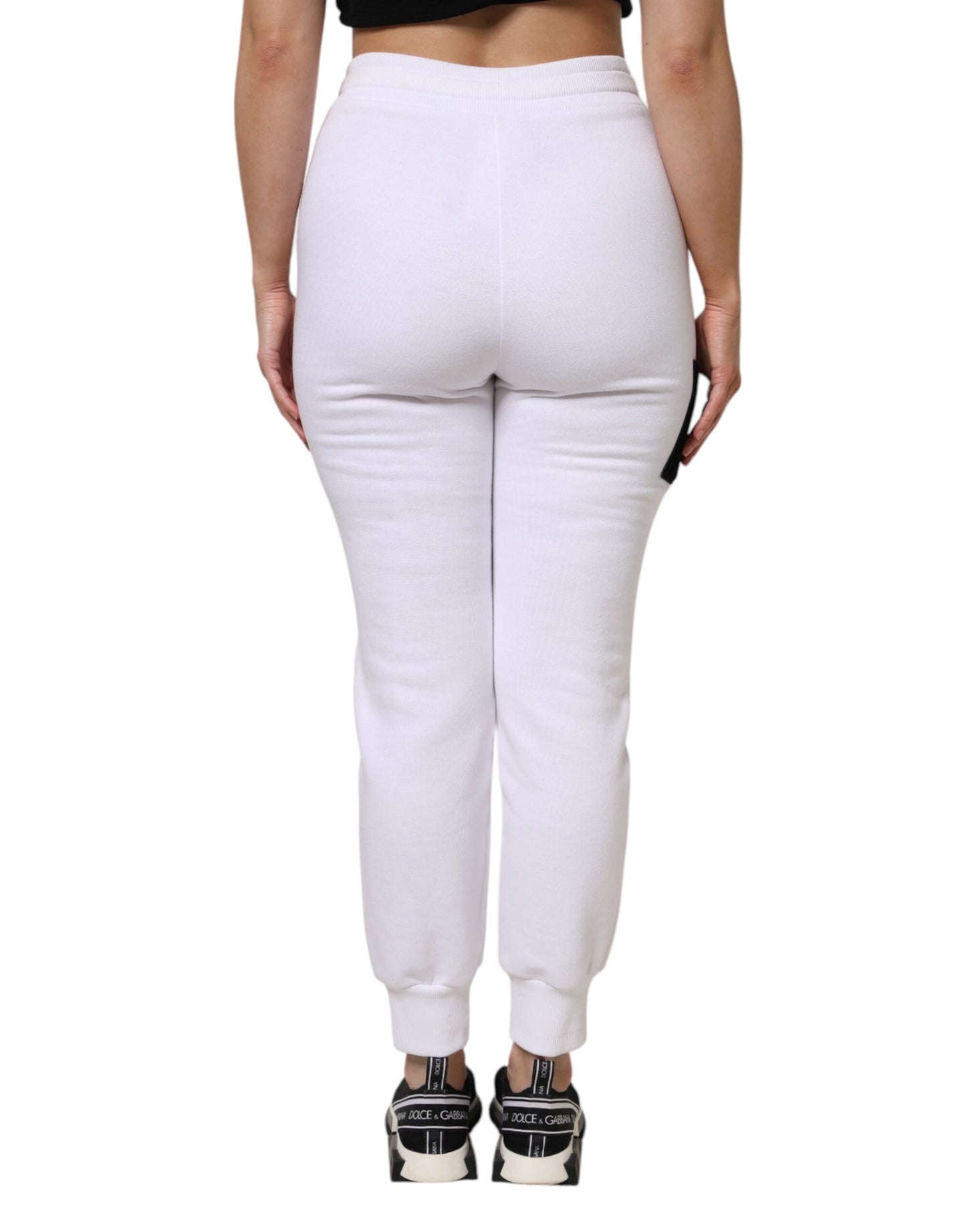 Pantaloni della tuta in cotone elasticizzato bianco Dolce & Gabbana