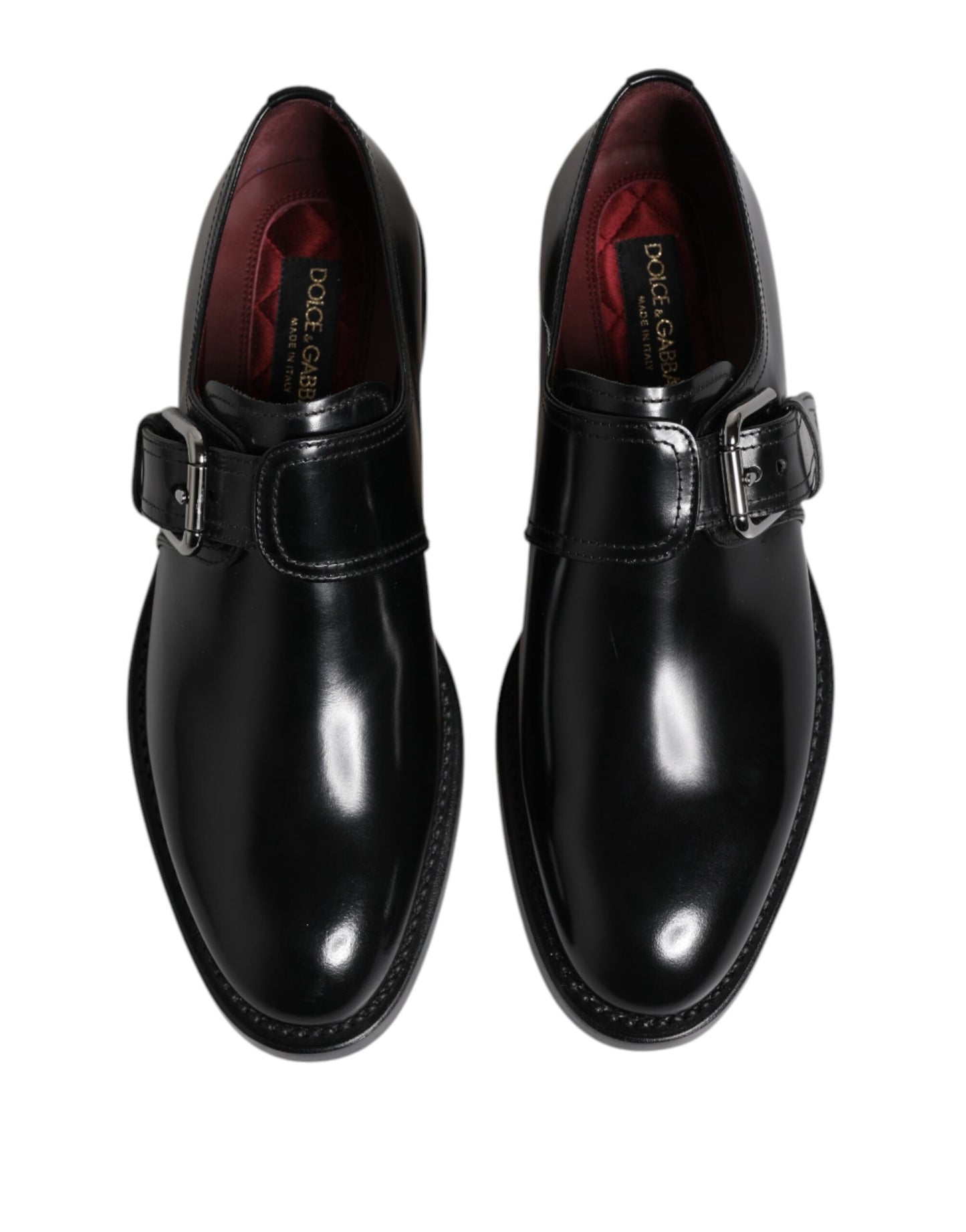Scarpe eleganti Derby con cinturino alla caviglia in pelle nera Dolce & Gabbana