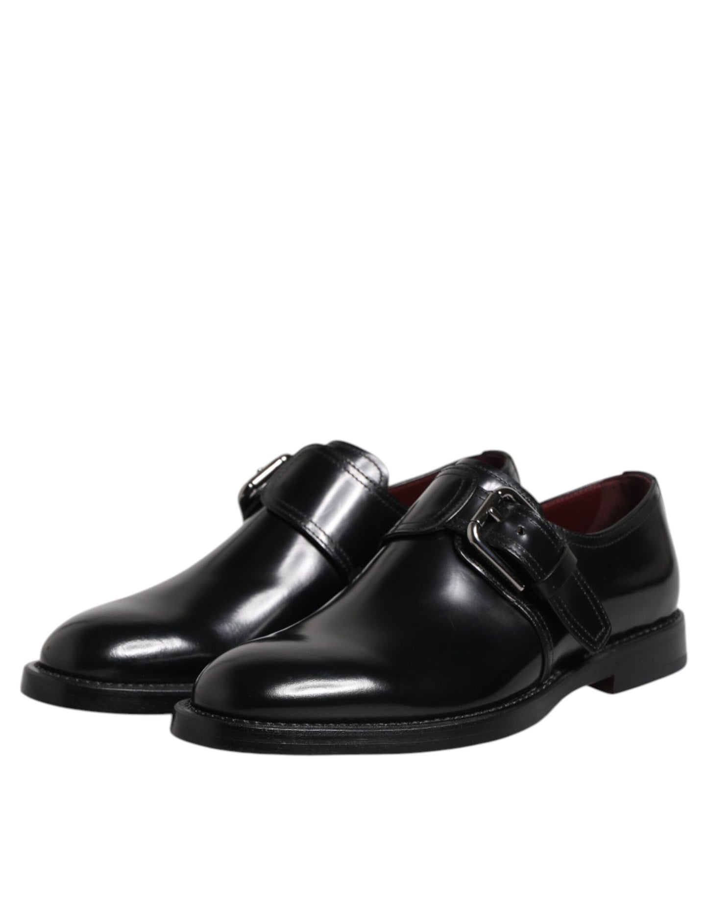 Scarpe eleganti Derby con cinturino alla caviglia in pelle nera Dolce & Gabbana