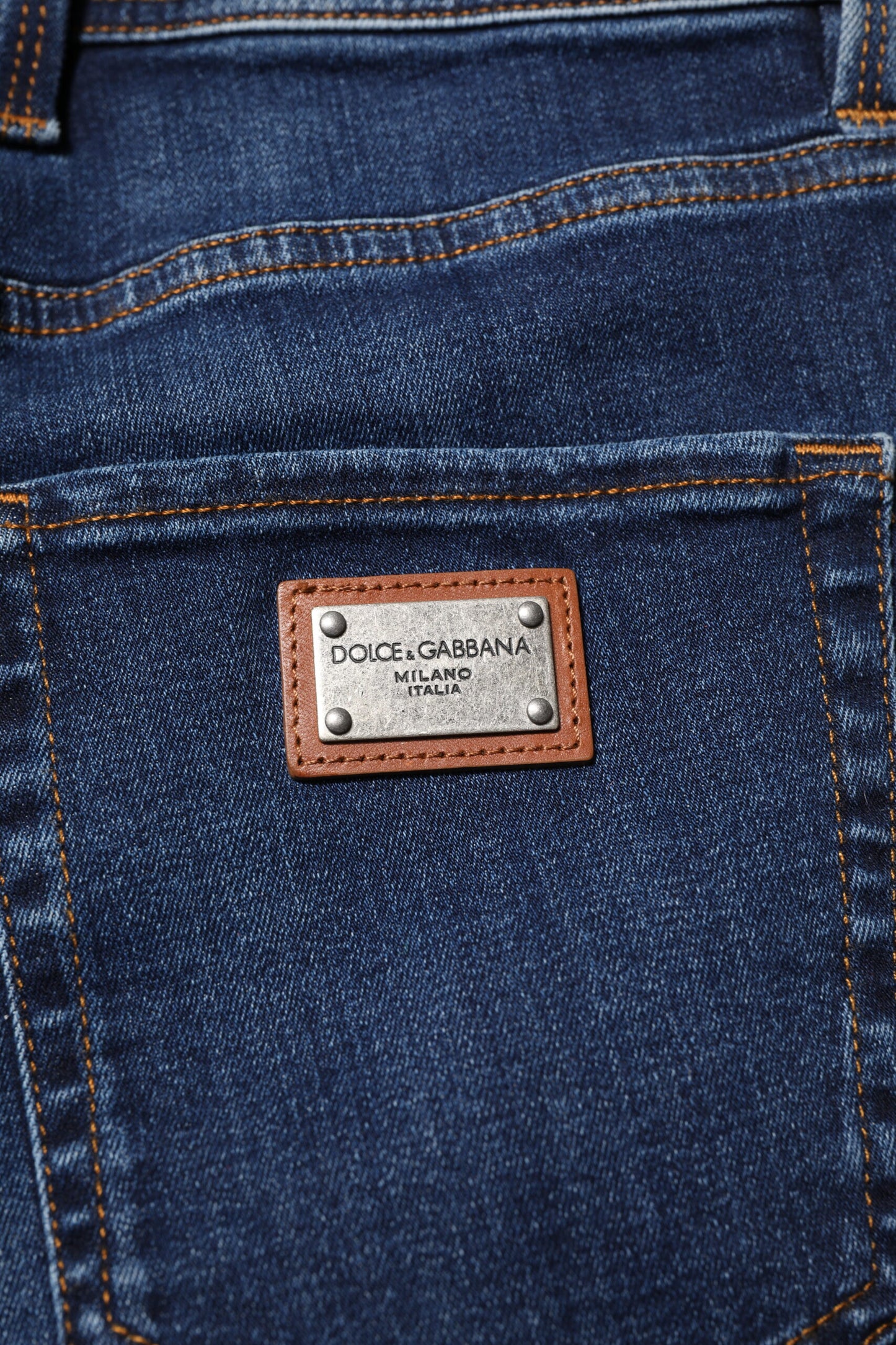 Jeans aderenti in denim di cotone blu scuro Dolce & Gabbana