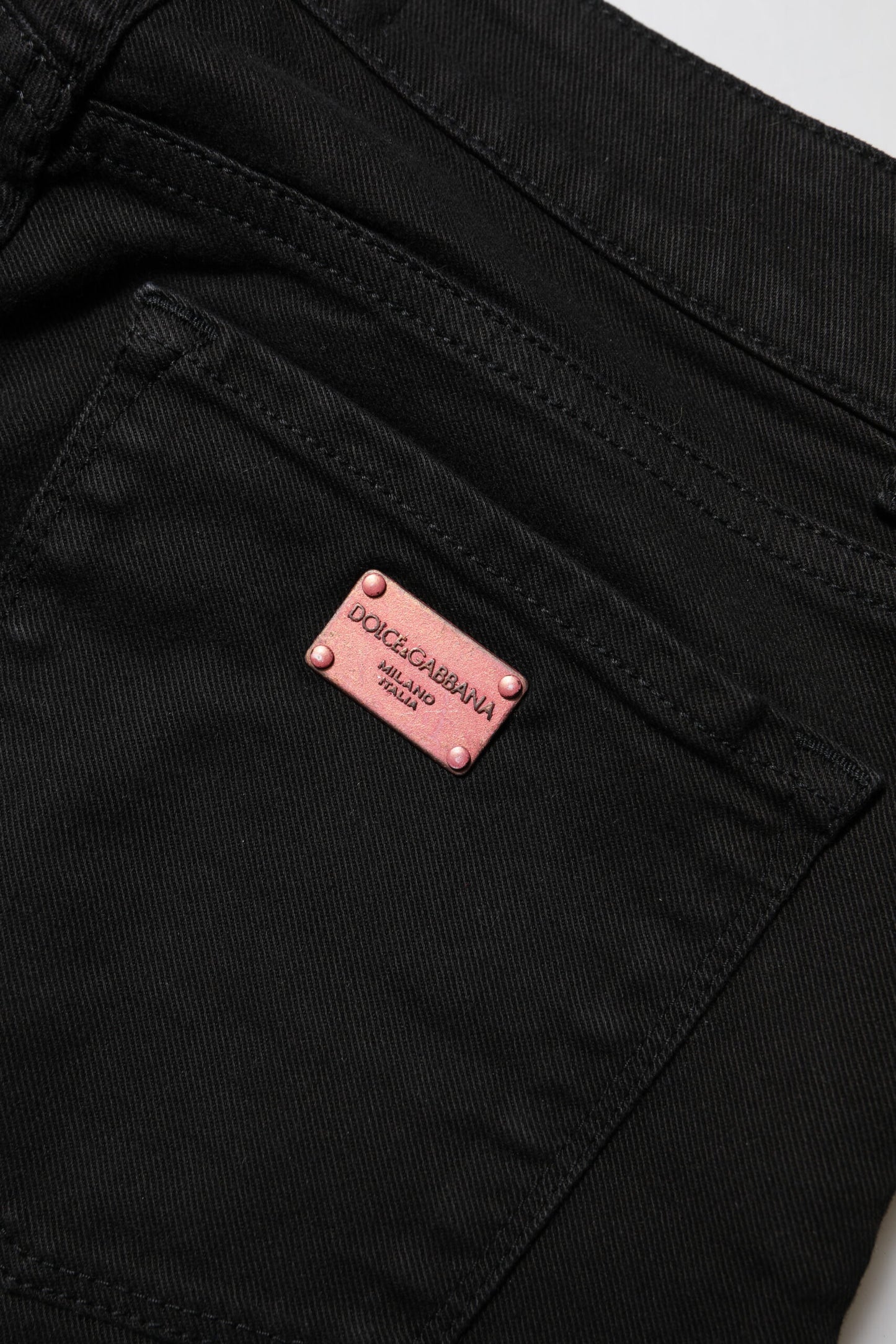 Jeans aderenti in cotone nero a vita media di Dolce & Gabbana